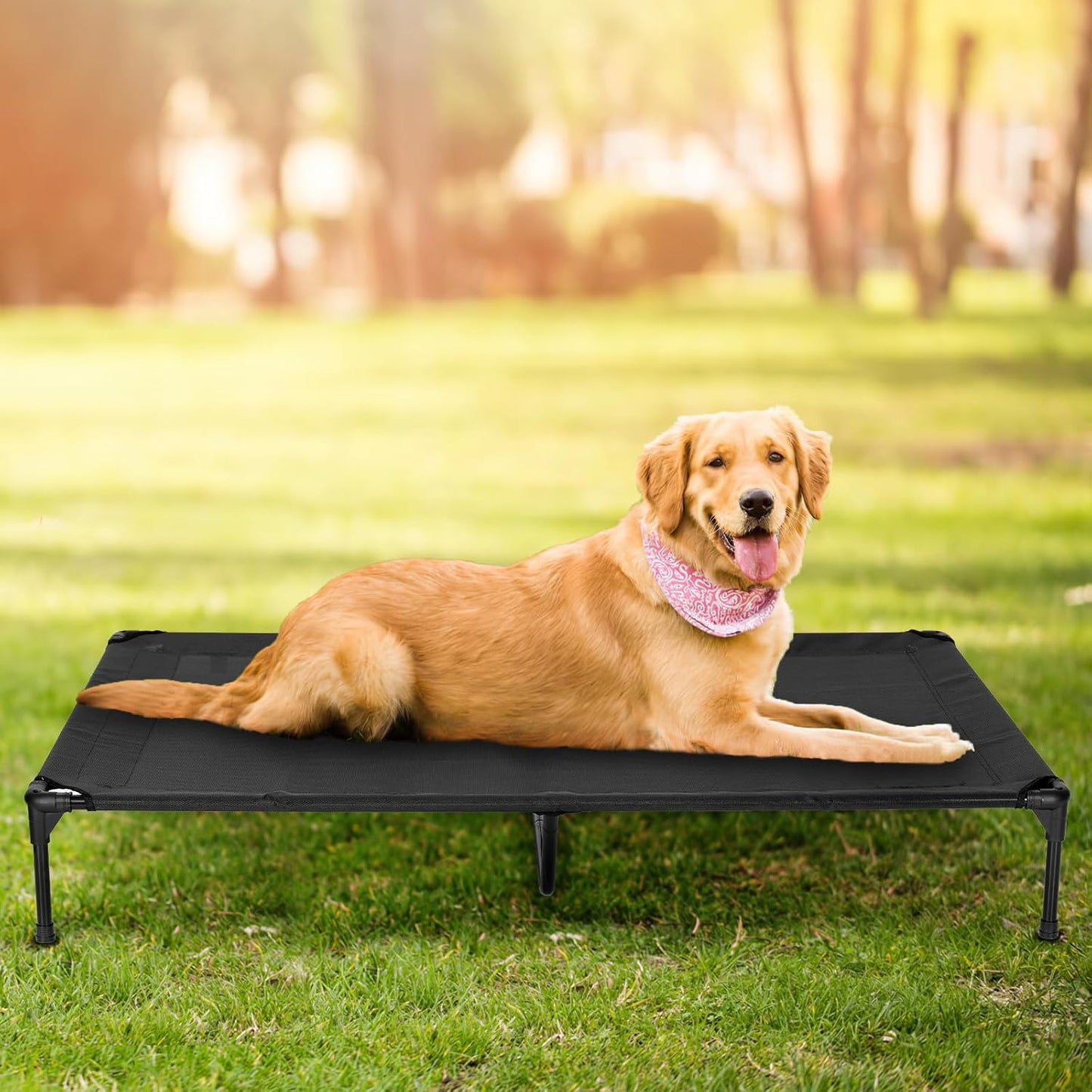 Elevated Dog Bed for Outdoor, XXL Raised Dog Cot Indestructible with Washable Mesh, Cooling Summer Pet Cot Chew Proof for Outside Camping Travel, 59"x36" Brown
