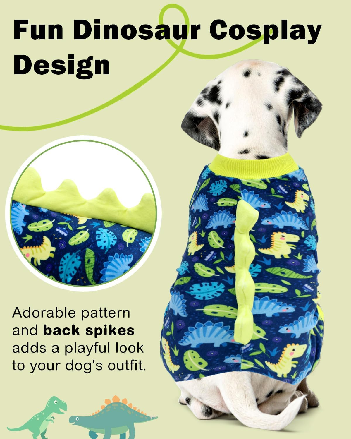 CuteBone Dinosaur Costume Dog Pajamas, Stretchy Spandex Crystal Velvet Sleepwear Coat for Small Dogs, Soft & Warm Pet Outfit Clothes for Cold Weather, Cozy Pullover Design COSP10XS