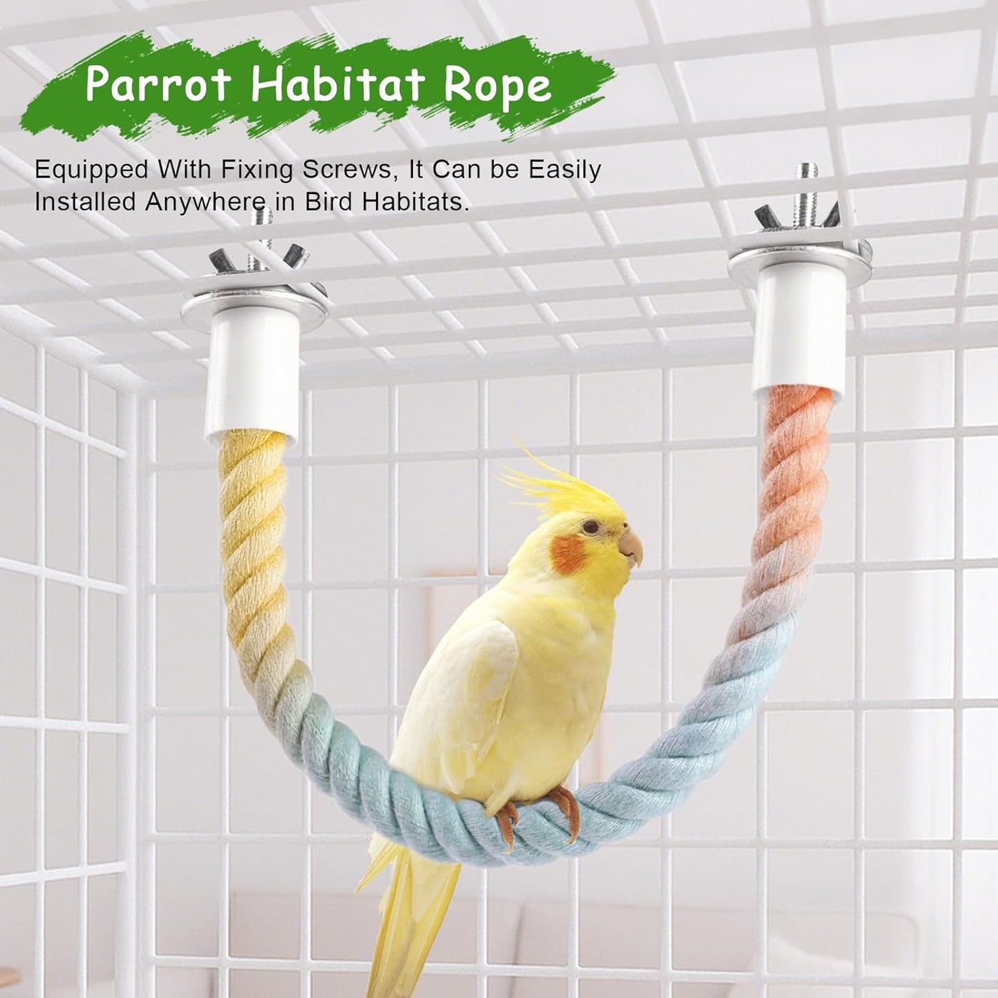 3 Pcs Gradient Bird Perching Rope Set, Bendable Bird Perching Rope for Parrot Cage, Gradient Wooden Birds Swing, Standing Climbing Toys for Parrots, Lovebirds, Budgies and Larks