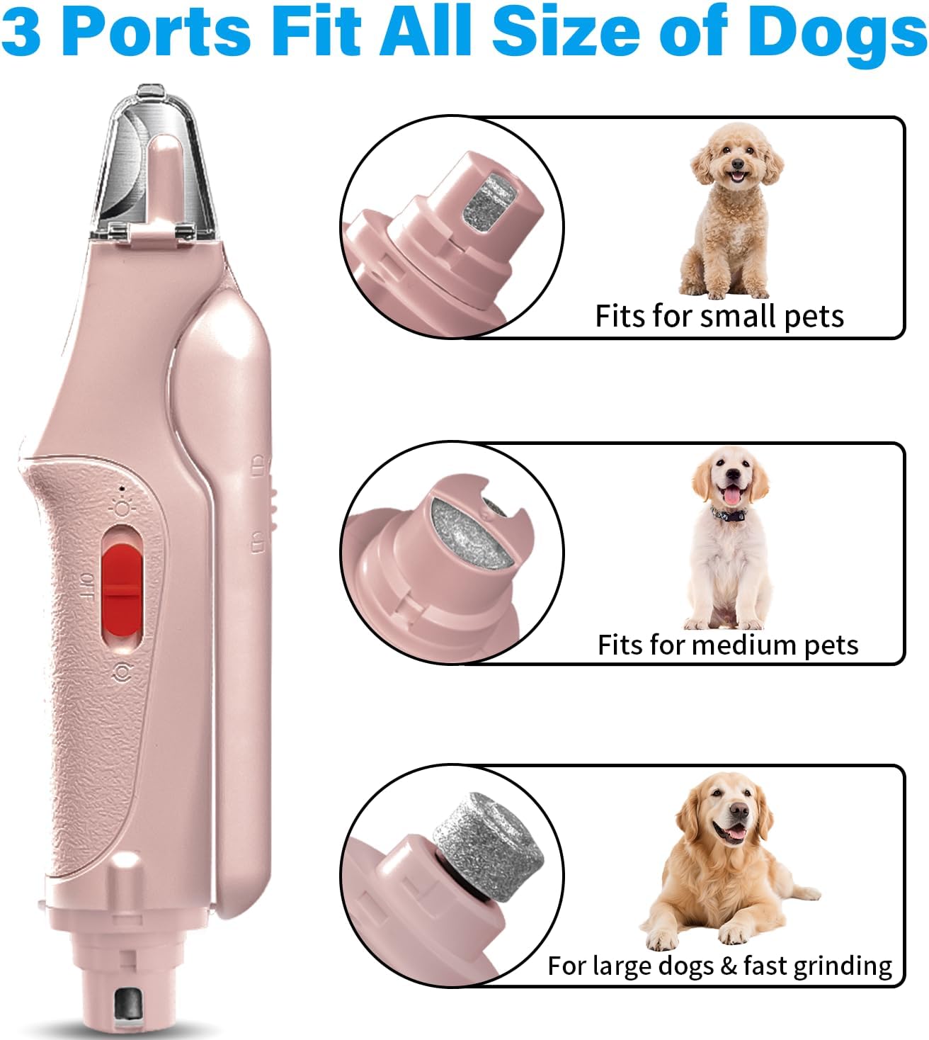 Dog Nail Clippers & Cat Nail Clipper with Catcher, 2 in 1 Dog Nail Trimmers & Grinder with Light for Large Small Dogs Cats,Silent Groom Pro Claw Trimmer, Rechargeable Dogs Nails Grinder Quiet