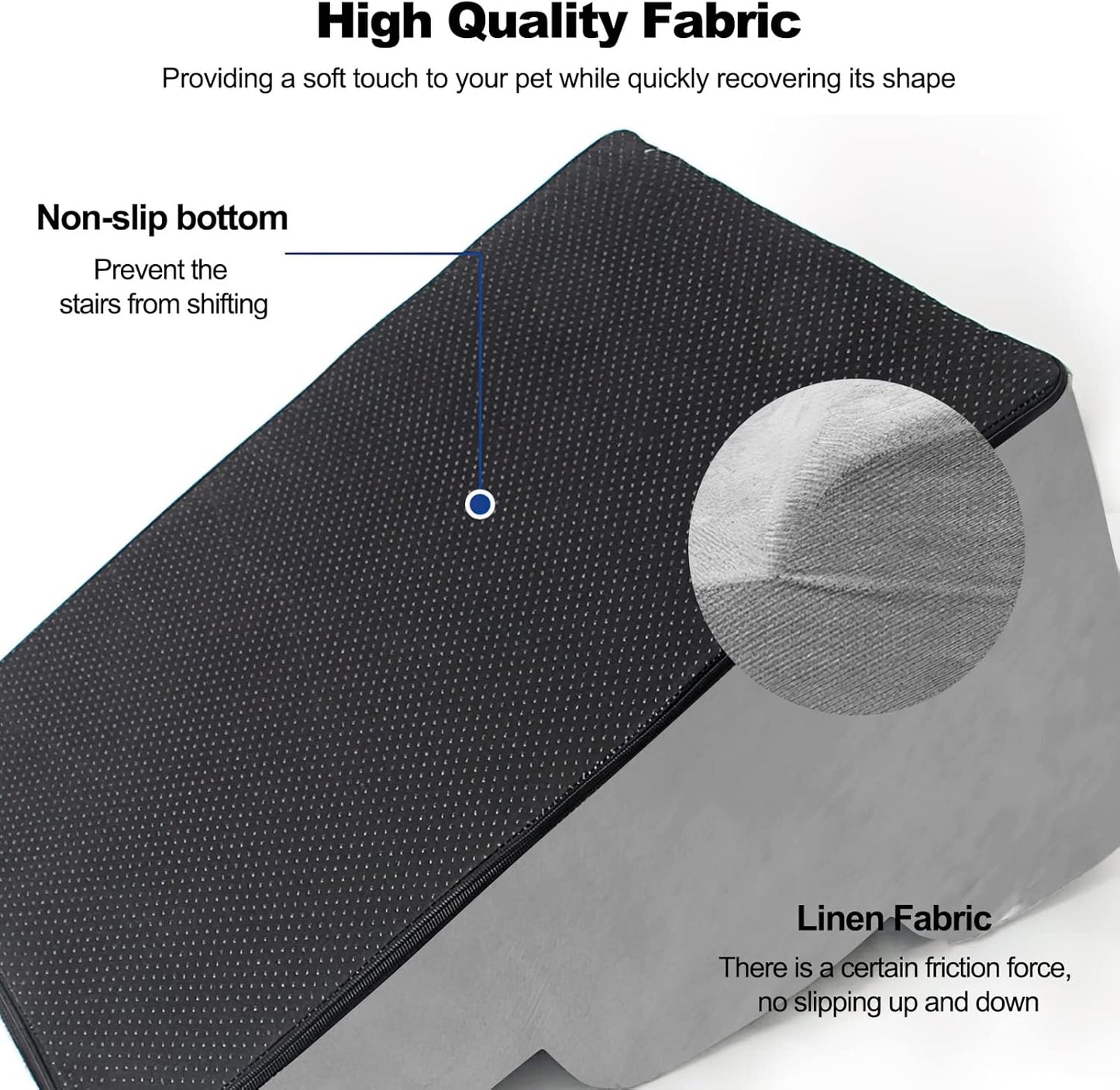 Dog Stairs, Removable and Washable Pet Stairs, 4-Steps Non-Slip Pet Ramp, Dogs Steps for High Bed Sofa, High Resilience Sponge Dog Stairs(Light Brown)