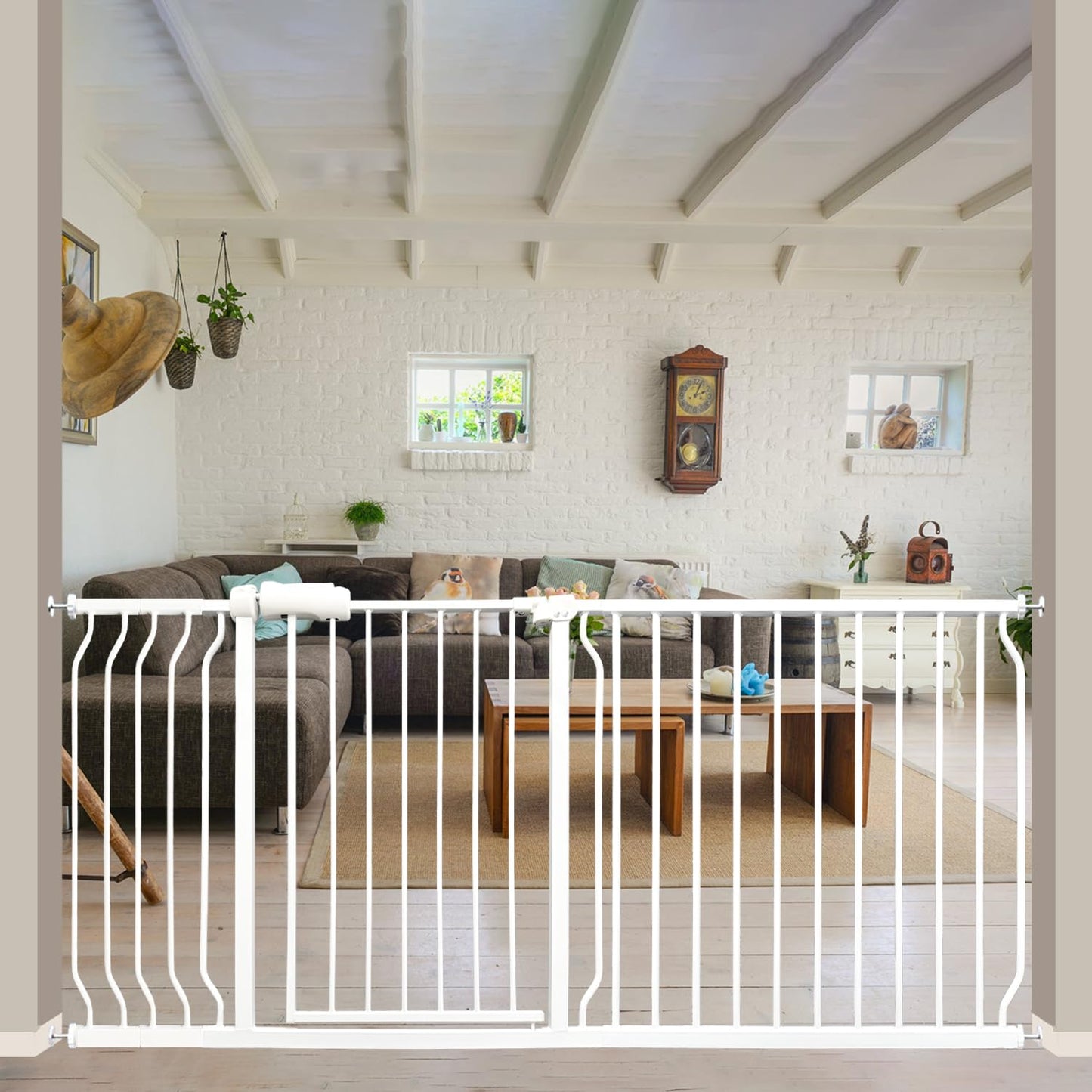 Extra Wide 67-71.5 Inch Baby Gates for Stairs, Doorways - No Drilling, Pressure Mounted Pet Gates for Kids and Dogs