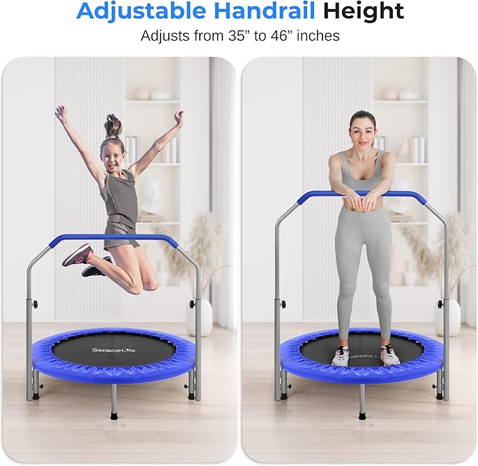 SereneLife 36"/40" Foldable Mini Trampoline - Compact Fitness 150/220 lbs