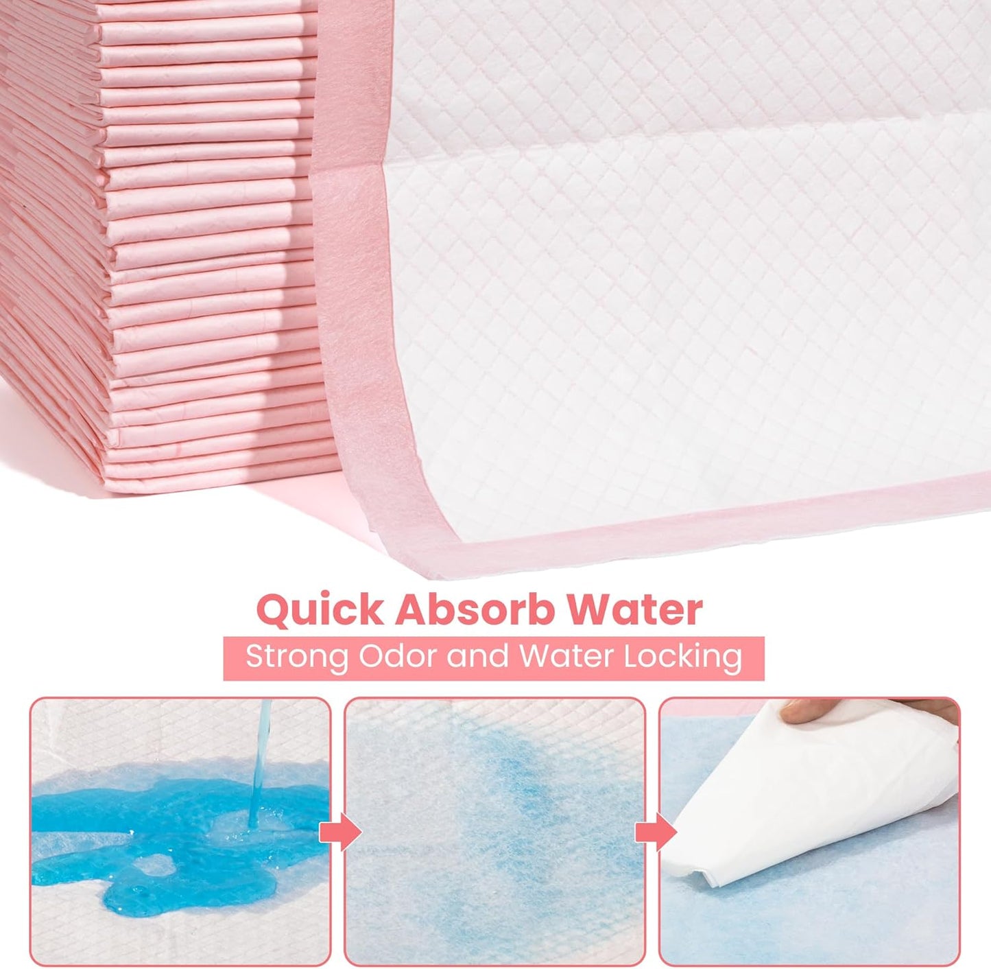 Pet Toilet Training Pads 100Count Disposable Puppy Pee Pads 18" x 13" for Dogs, Ultra Absorbent|Quick Dry|Leak-Proof Pet Potty Pads for Dog, Cat, Rabbits and Guinea Pigs (Pink)