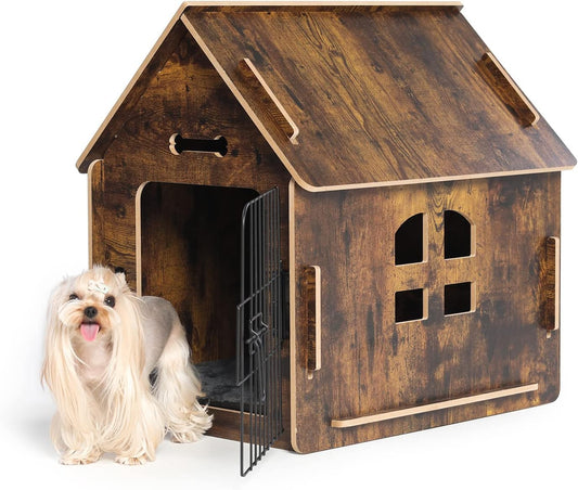 Dog House Indoor for Small Dogs or Cats, Cozy Wooden Design, Small Indoor Bed House, with Air Vents and Elevated Floor Warm Dog Cave