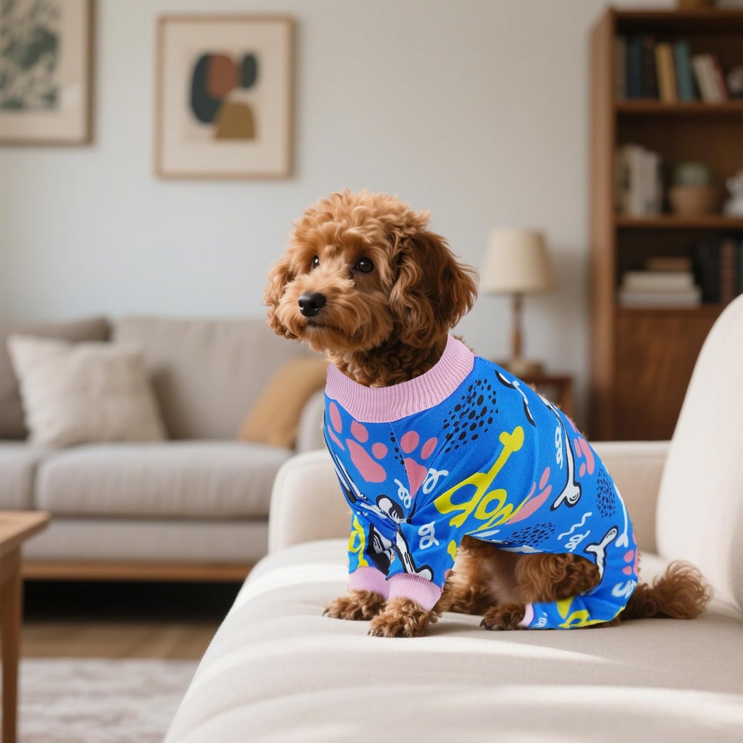 2PCS Dog Pajamas for XXL Sized Dog Pjs Clothes Puppy Onesies Outfits Pet Jammies Boy Girl Male Female Apparel Paw Bone Puppy Print XXL