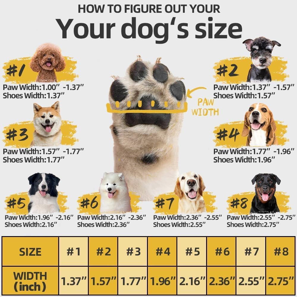 Hcpet Dog Shoes for Large Dogs, Waterproof Dog Booties for Small Medium Dogs, Anti-Slip Dog Boots & Paw Protectors for Hot Pavement Winter Snow Hiking with Reflective Straps Black Size 7