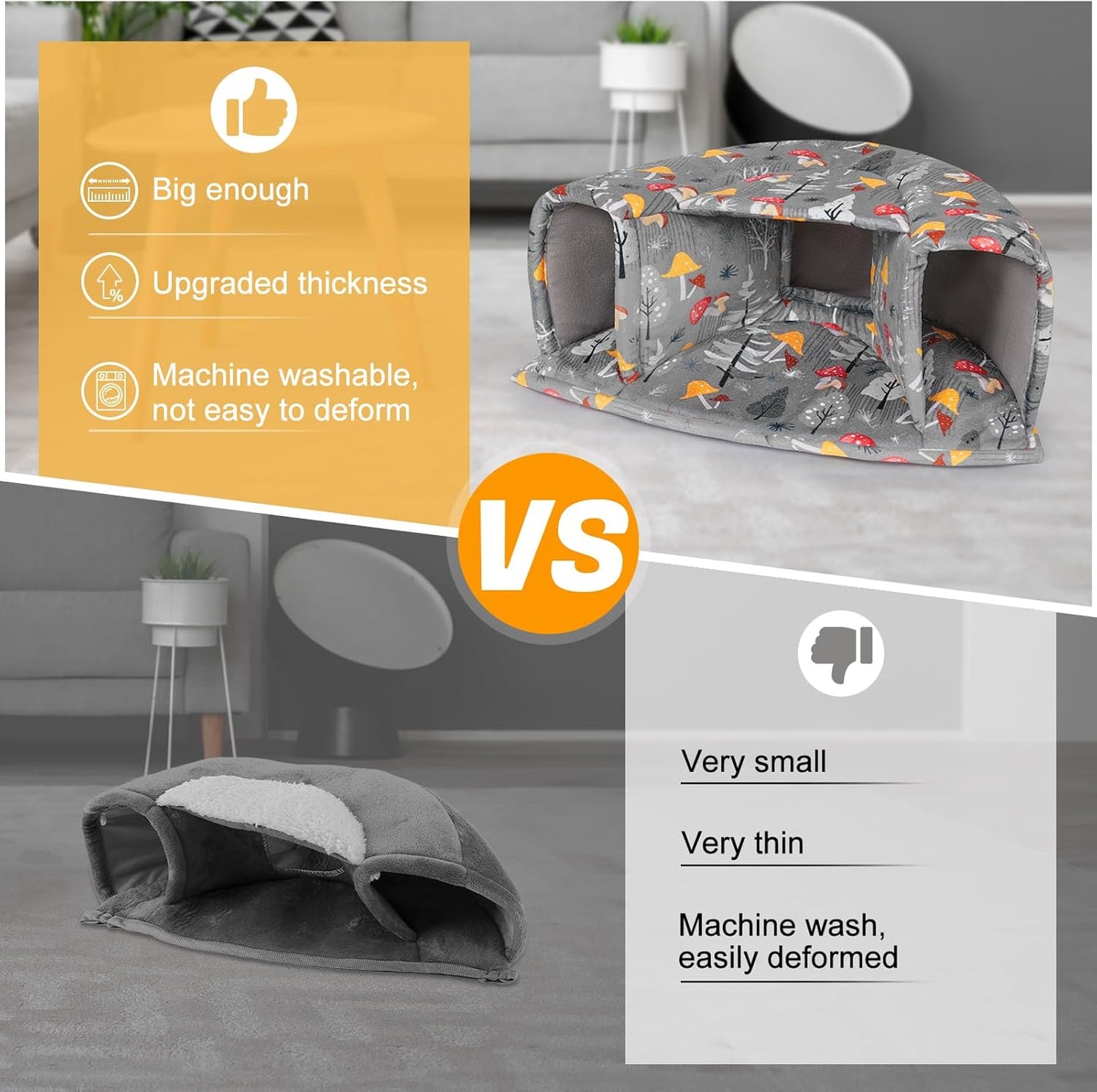 Unicorn Catcher Guinea Pig Hideout - Large Cozy Bed, Warm House, Washable Tunnel Accessories for Small Pets: Hamster, Chinchilla, Bunny