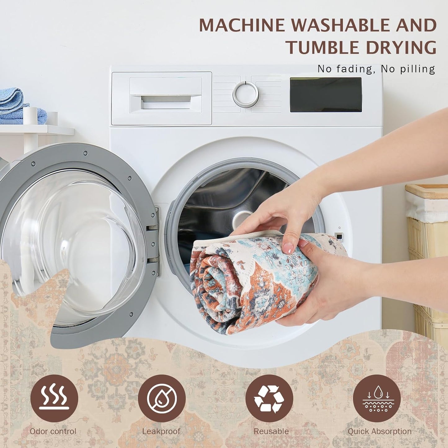 IEUUMLER Washable Pee Pads for Dogs, 2 Pack Reusable Pee Pads for Dogs Non-Slip Grip, Super Absorbent Waterproof Puppy Pads for Potty Training, Playpen, Crate, Whelping Box EU011 (Orange,41" x 41")