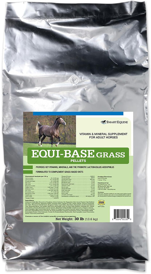 Uckele by SmartEquine EquiBase Grass Pellets | Horse Vitamins & Minerals Supplement, Forage Balancer | Horses in Light to Moderate Work | 30 lb Bag