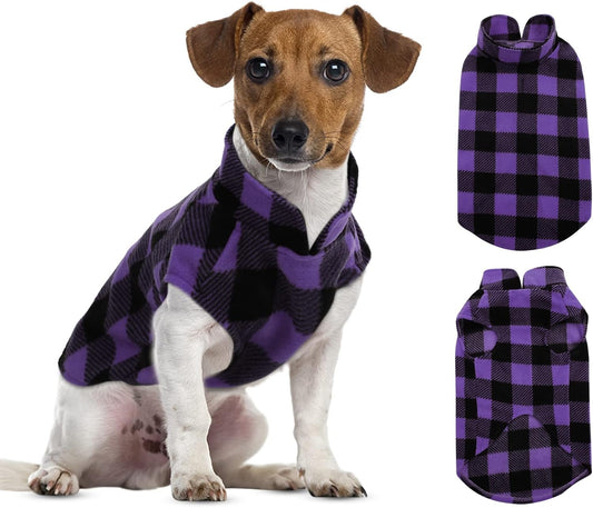 ASENKU Dog Sweater, Plaid Dog Fleece Vest, Soft Comfortable Pet Pajamas, Warm Winter Dog Shirt, Cold Weather Coat Jacket Pet Clothes for Small & Medium Dog Breeds