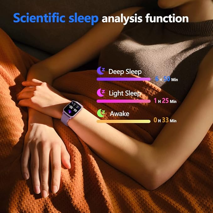 FITVII Fitness Tracker, Smart Watch with 24/7 Blood Pressure Heart Rate and Blood Oxygen Monitor, Sleep Tracker with Calorie Step Counter, IP68 Waterproof Activity Tracker for Women Men Android iOS