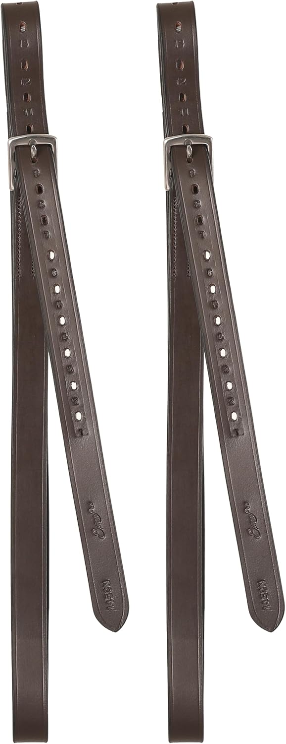 Exion Pre-Stretched Leather Stirrup Leathers for English Saddles | Premium Vegetable-Tanned Non-Stretch Stirrups for Jumping, Dressage & Schooling | 18-Hole Numbered Adjustment & SS Buckles