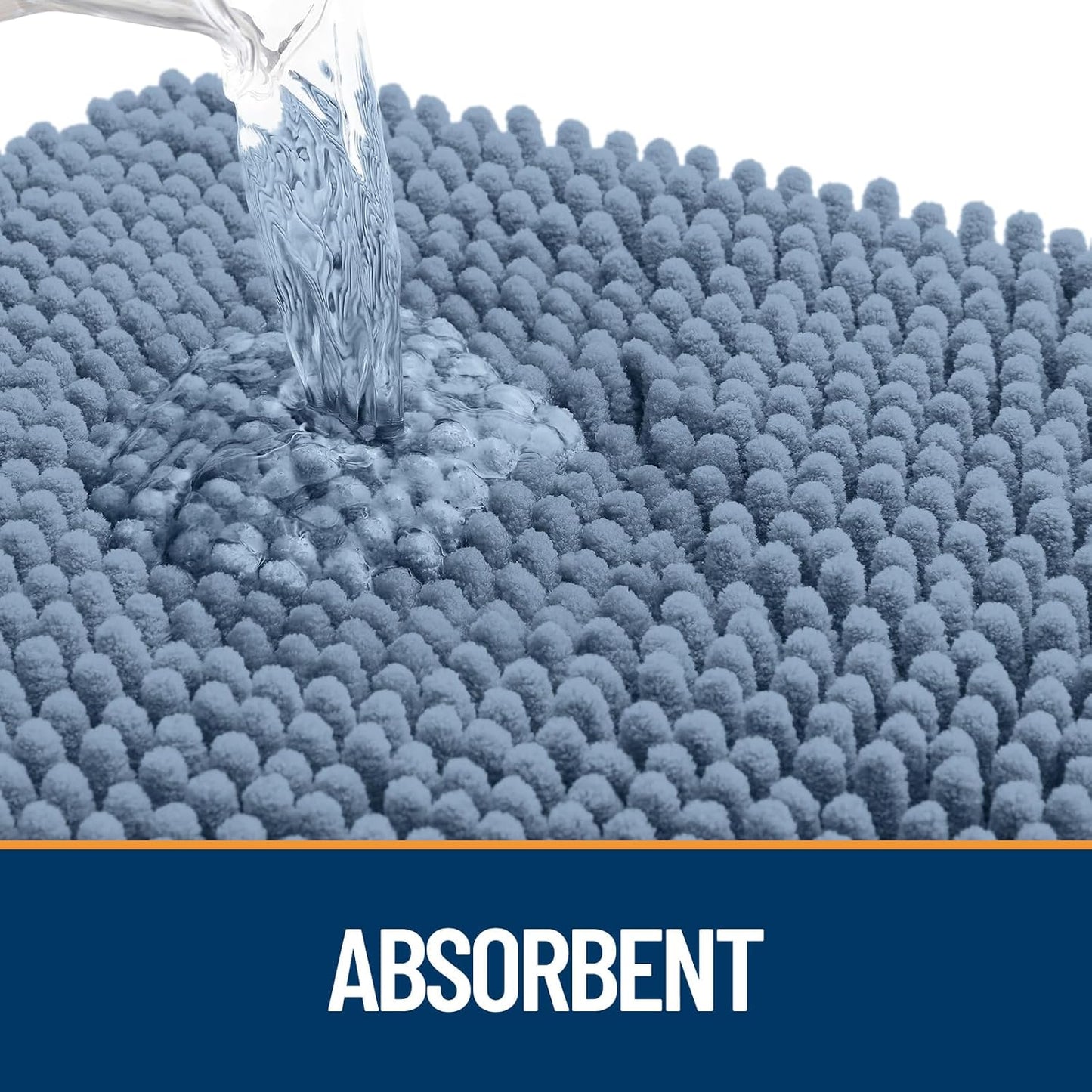 OLANLY Dog Door Mat for Muddy Paws 30x20, Absorbs Moisture and Dirt, Absorbent Non-Slip Washable Doormat, Quick Dry Chenille Mud Mat for Dogs, Entry Indoor Entryway Carpet for Inside Floor, Airy Blue