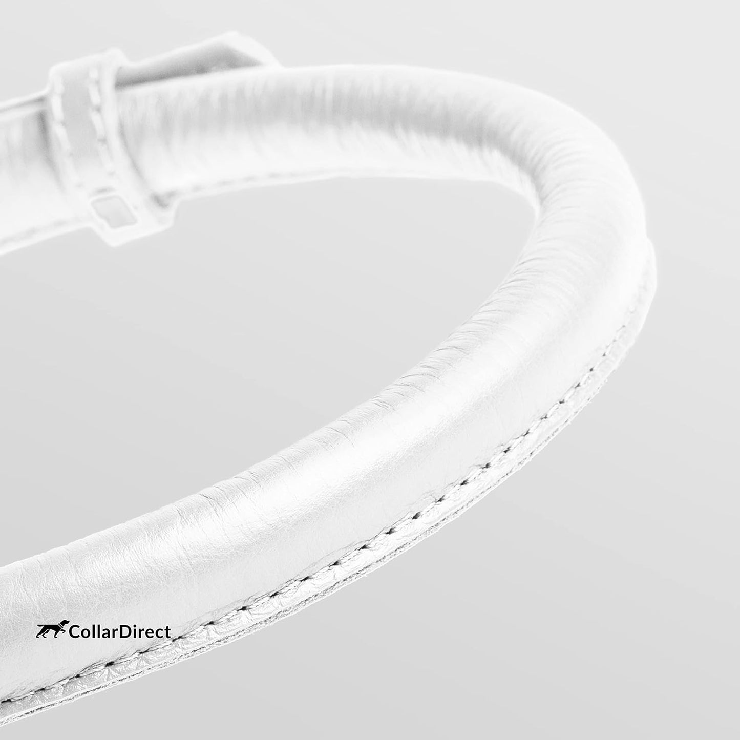 CollarDirect Rolled Leather Dog Collar, Soft Padded Round Puppy Collar, Handmade Genuine Leather Collar Dog Small Large Cat Collars 13 Colors (6-7 Inch, White Textured)