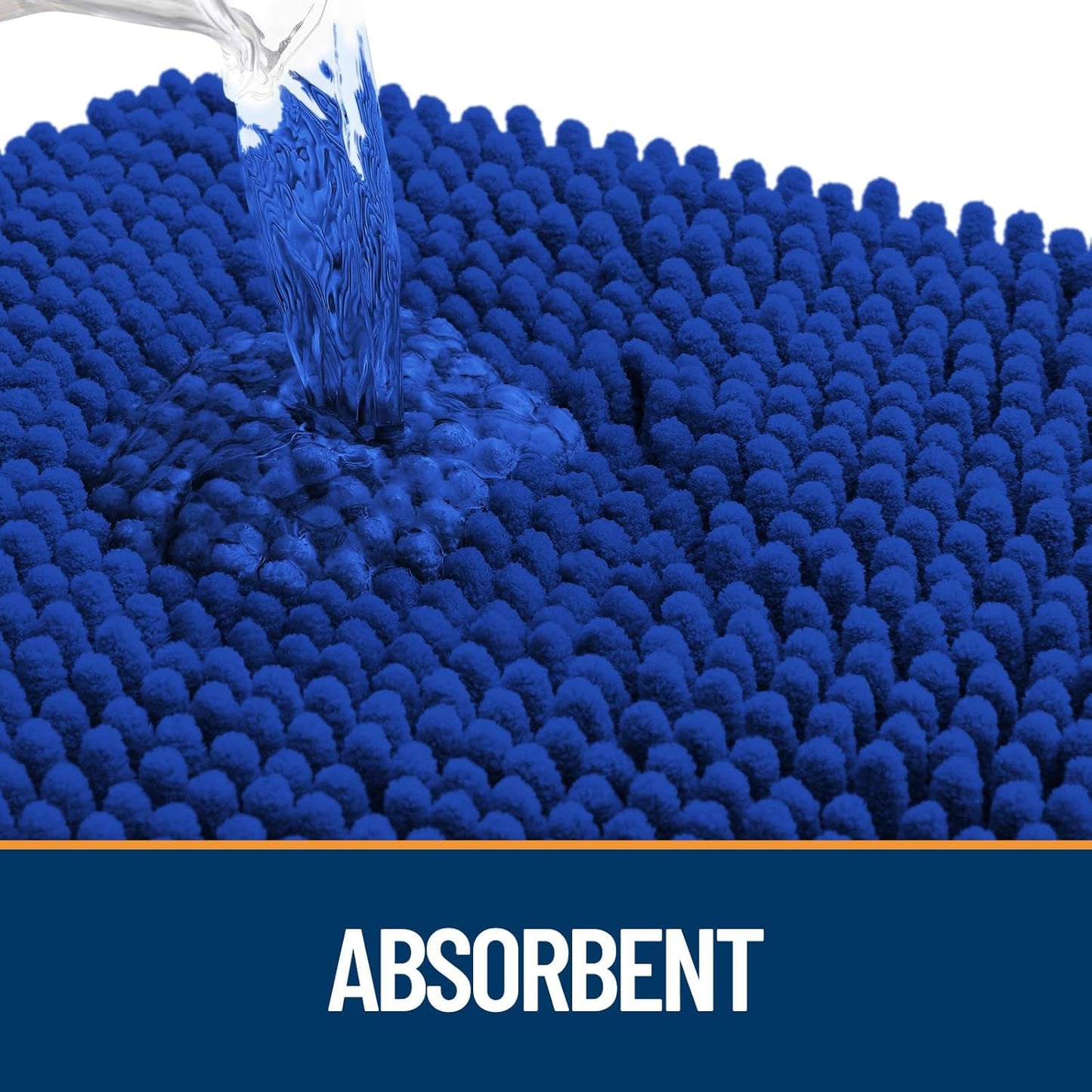 OLANLY Dog Door Mat for Muddy Paws 44x24, Absorbs Moisture and Dirt, Absorbent Non-Slip Washable Doormat, Quick Dry Chenille Mud Mat for Dogs, Entry Indoor Entryway Carpet for Inside Floor, Royal Blue