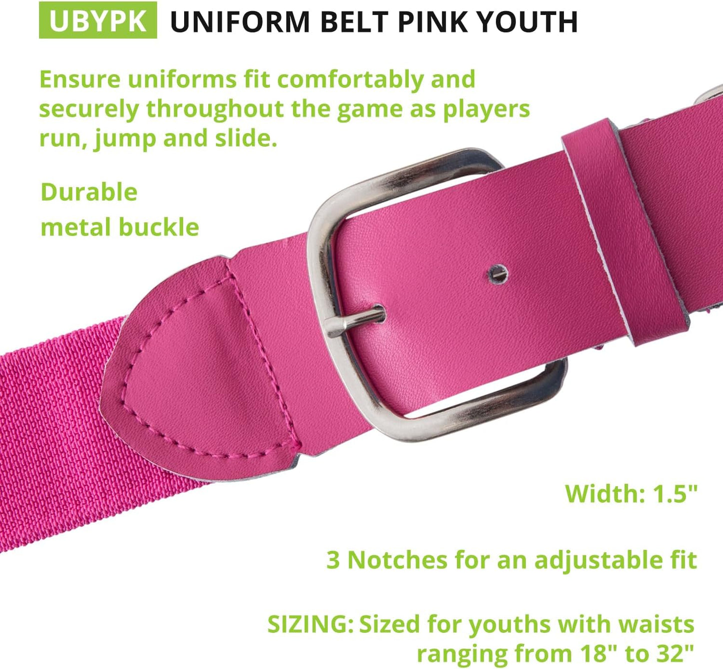 Champion Sports Baseball/Softball Uniform Belt, Comfort Stretch Fit Durable Syntex Tab - Youth & Adult Sizes, Multiple Colors