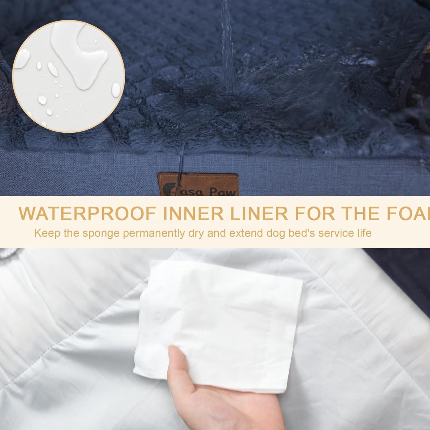 Orthopedic XXL Dog Bed for Extra Large Dogs, Waterproof Memory Foam Dogs Bed with Sides, Egg-Crate Foam and Non-Slip Bottom Big Dog Couch Bed with Washable Removable Cover(XX-large,Navy Blue)