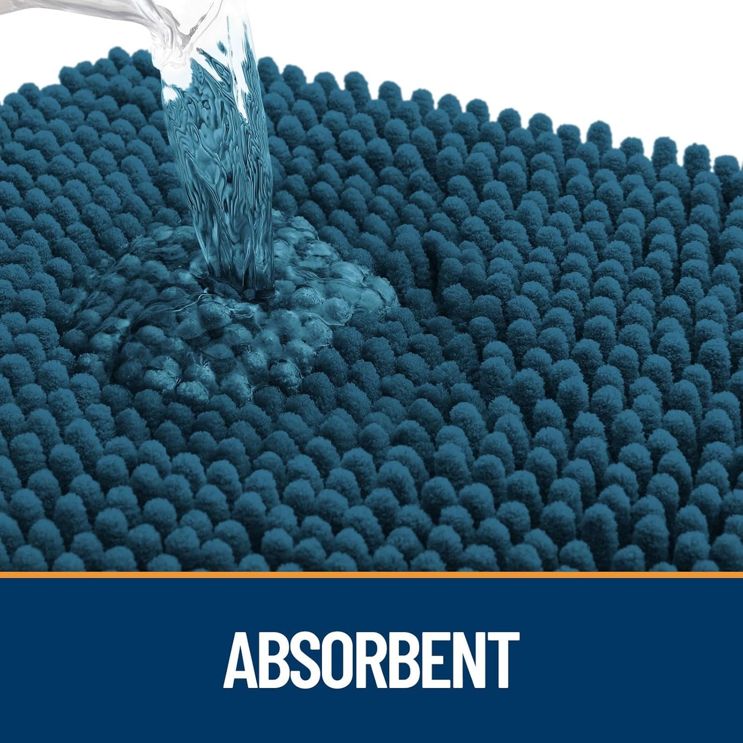 OLANLY Dog Door Mat for Muddy Paws 47x24, Absorbs Moisture and Dirt, Absorbent Non-Slip Washable Doormat, Quick Dry Chenille Mud Mat, Entry Indoor Entryway Carpet for Inside Floor, Atlantic Blue