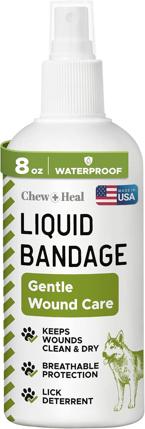 Pet Liquid Bandage for Dogs - 8 oz Spray with Aloe - Wound Care for Dogs Including Cuts, Scrapes, and Stitches - Breathable and Waterproof
