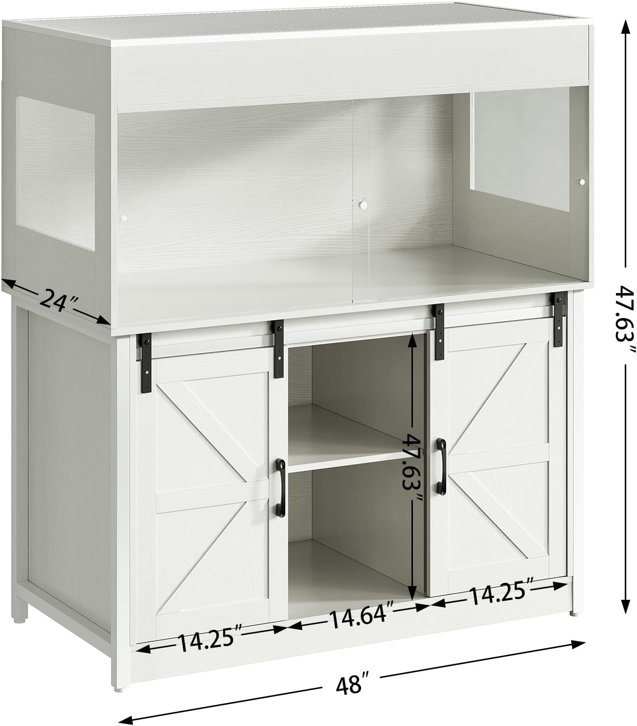 120 Gallon Reptile Terrarium with Stand, 4x2x2 Bearded Dragon Enclosure for Snakes Lizards, Large Vivarium Tank with Storage Cabinet, Acrylic Doors, Mesh Lid, Power Outlet White PX04RTWW