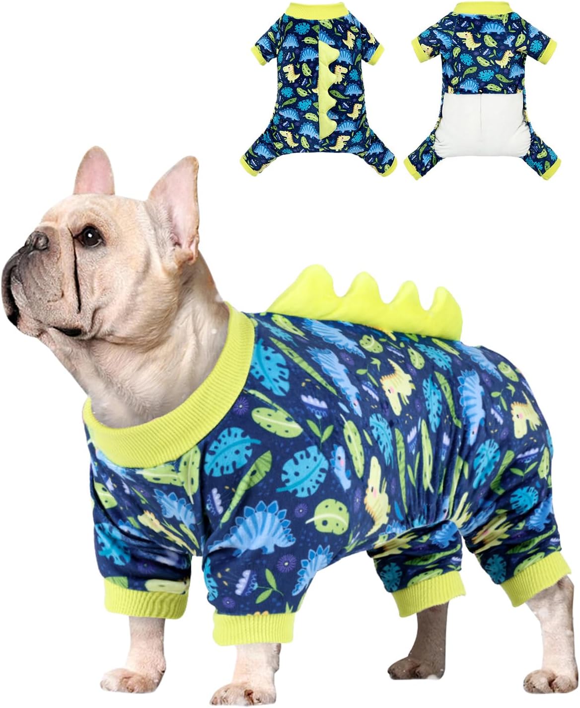 CuteBone Dinosaur Costume Dog Pajamas, Stretchy Spandex Crystal Velvet Sleepwear Coat for Small Dogs, Soft & Warm Pet Outfit Clothes for Cold Weather, Cozy Pullover Design COSP10S