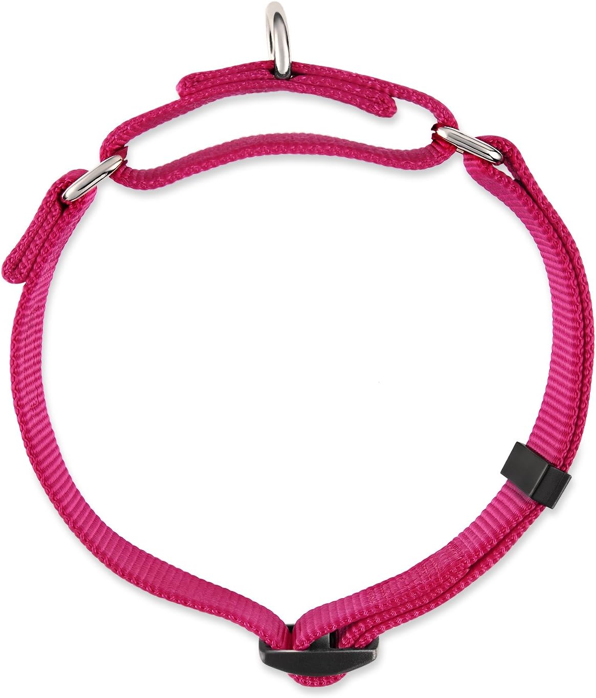 Hyhug Martingale Dog Collar Without Buckle: Anti Escape, No Slip Heavy - Duty Nylon, Colorfast & Adjustable for Medium Breeds(Medium,Rose Red Pink)