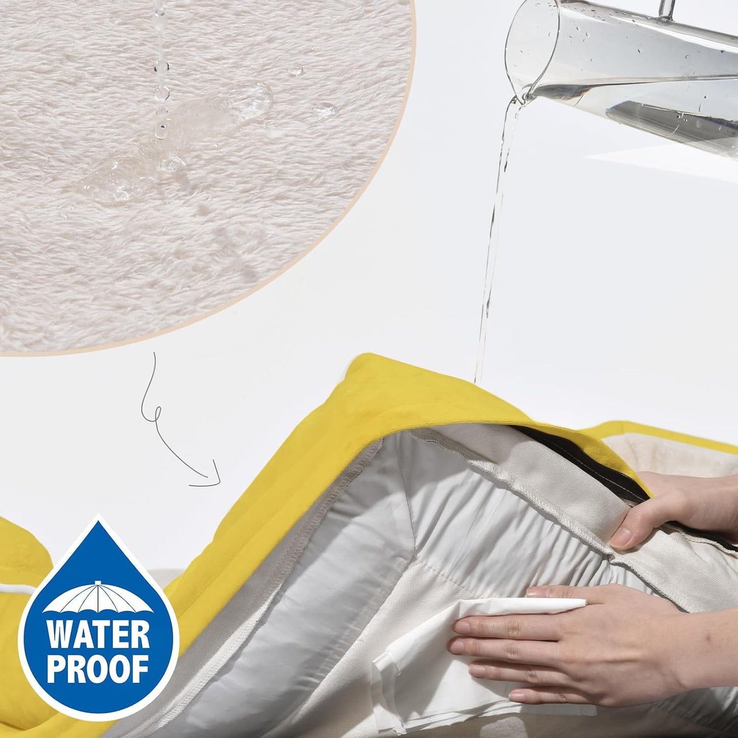 Comfort Expression Large Dog Beds Waterproof Orthopedic Foam Dog Sofa Beds Comfy Pet Bed with Washable Removable Cover & Non-Slip Bottom(Large,Spicy Mustard)