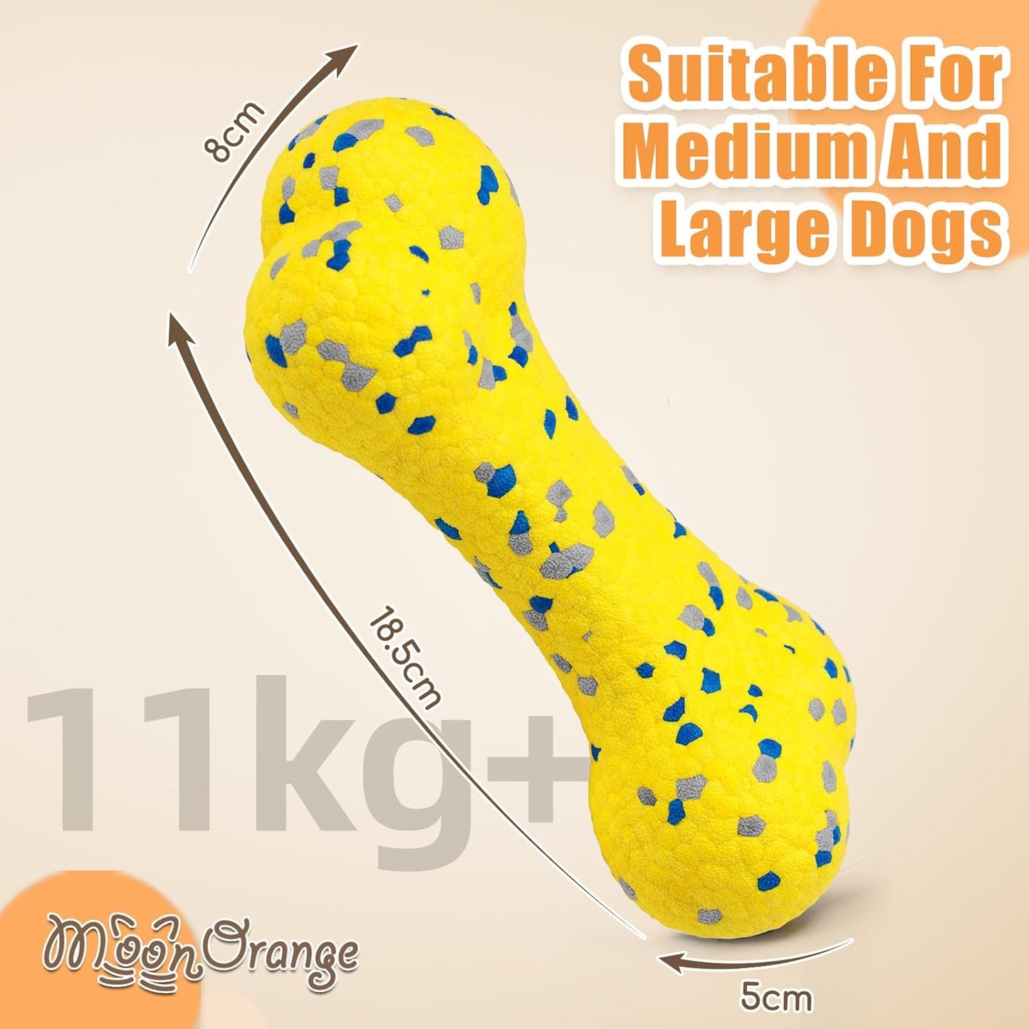 7.28" Indestructible Large Bone Balls for Aggressive Chewers Durable Stick Bouncy Interactive Chew Toy for Dogs Fetch Game Lightweight Floating Outdoor Training, Yellow