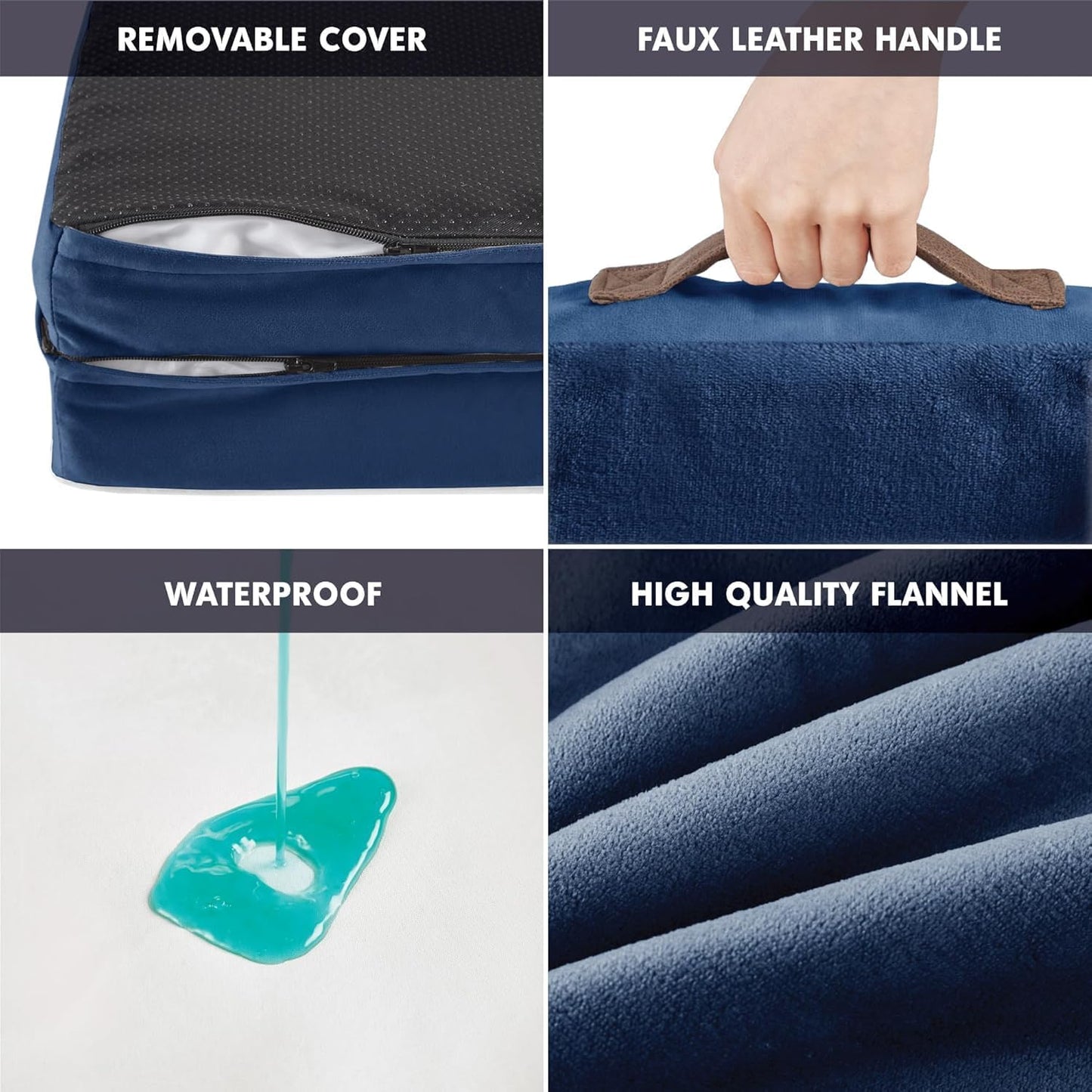 Friends Forever Orthopedic Dog Bed for Medium Dogs, Waterproof Memory Foam Dog Sofa Bed M with Removable Washable Cover, Ally Navy, 28x23x6.5