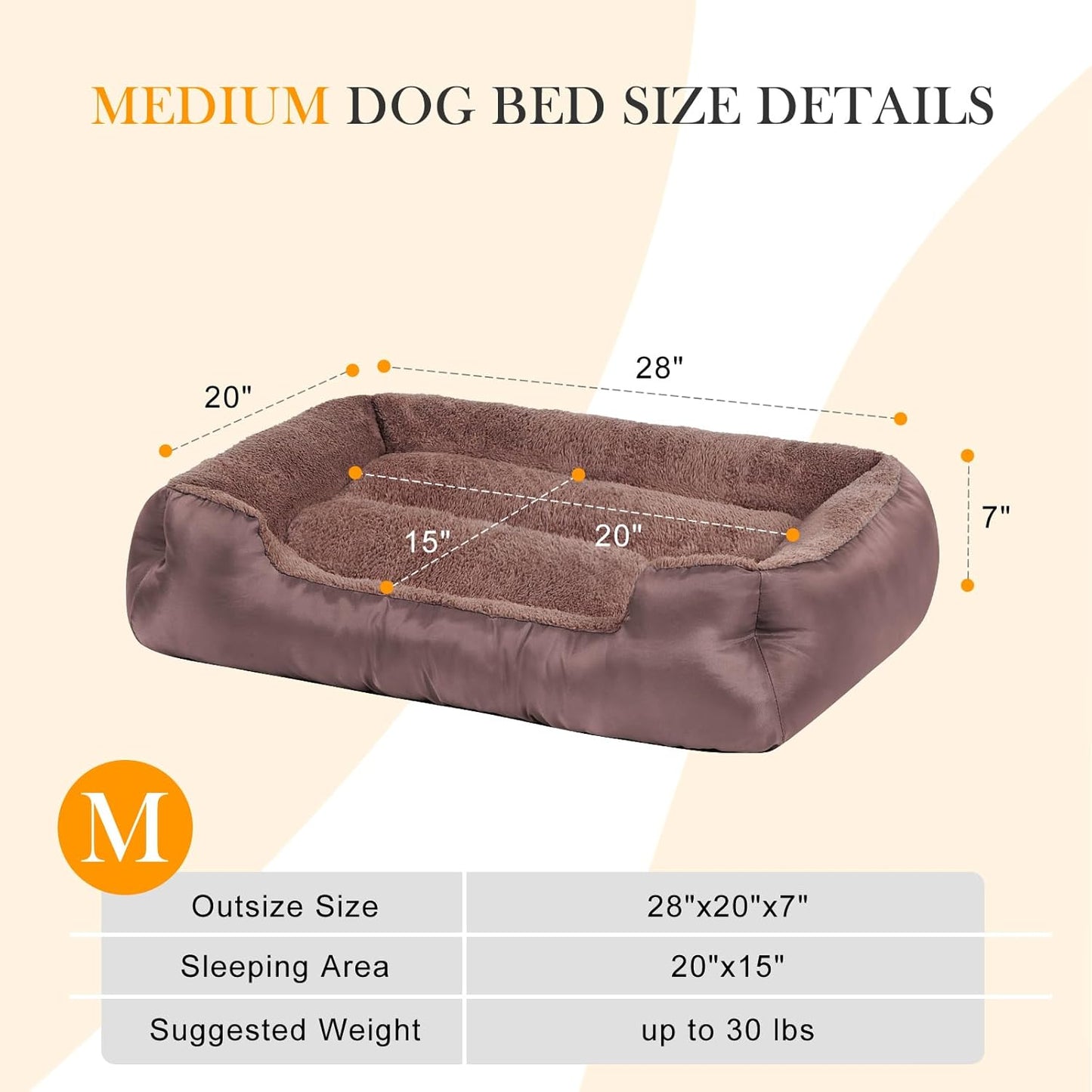 Dog Beds for Small Dogs Washable, Rectangle Dog Bed, Warming Soft Calming Sleeping Puppy Bed with Anti-Slip Bottom