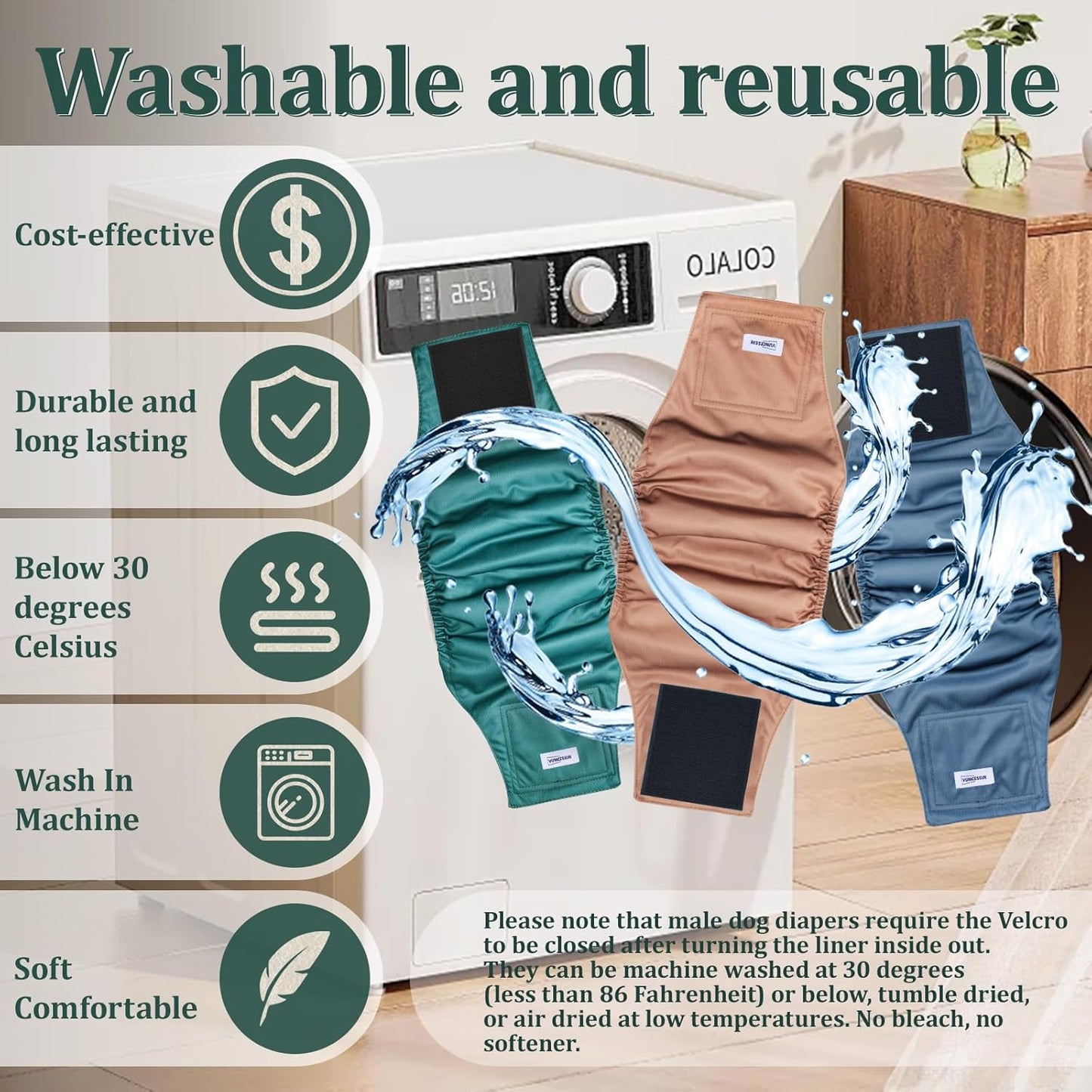 Reusable Dog Diapers Male, Premium Washable Belly Bands for Male Dogs Extra Small, Pack of 5, High Absorbing Male Dog Wraps for Doggie & Puppy in Incontinence or Excitable Urination and Training(XS)