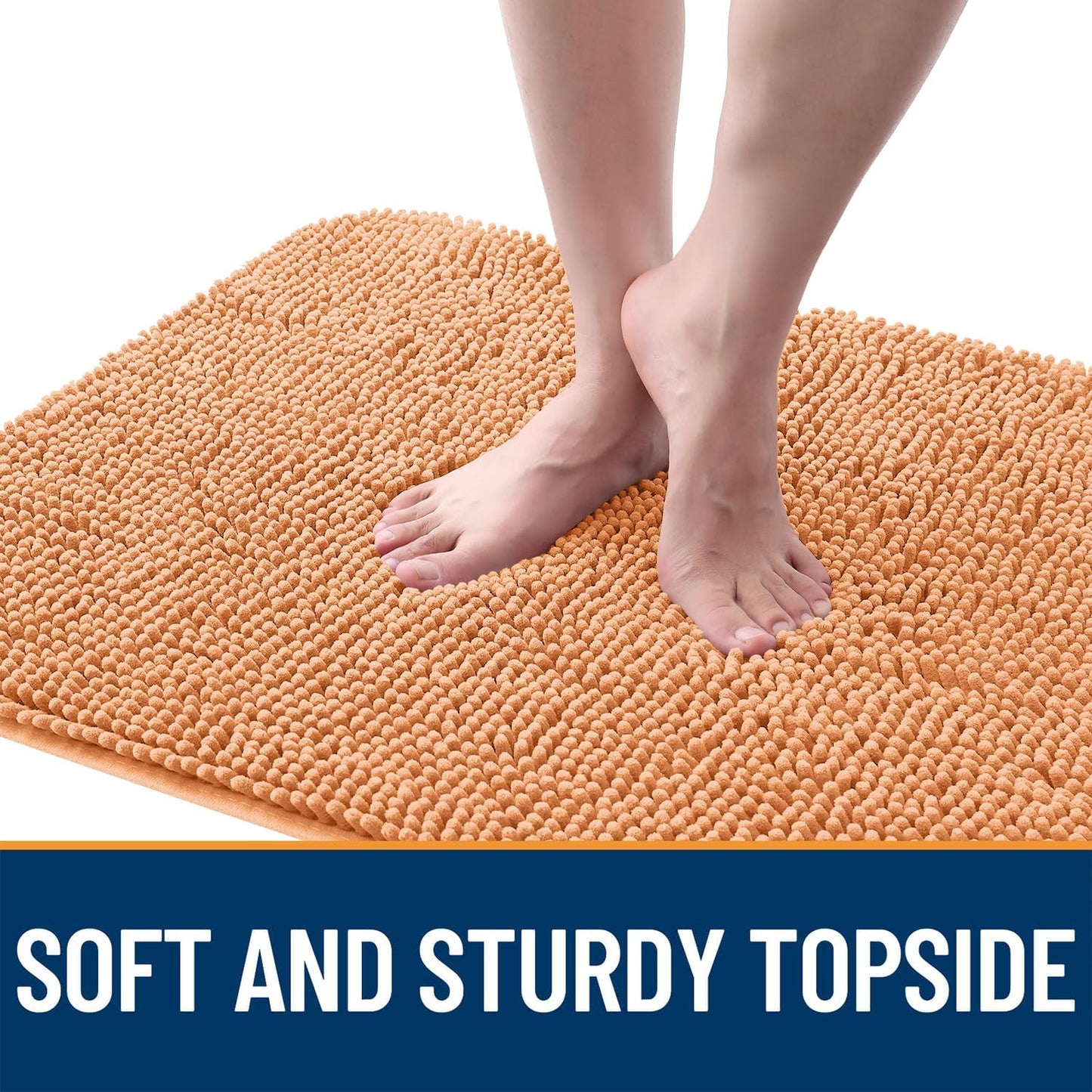 OLANLY Dog Door Mat for Muddy Paws 47x17, Absorbs Moisture and Dirt, Absorbent Non-Slip Washable Doormat, Quick Dry Chenille Mud Mat for Dogs, Entry Indoor Entryway Carpet for Inside Floor, Orange