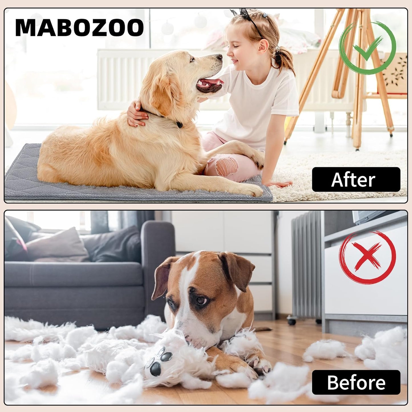 MABOZOO Indestructible Dog Beds - Chew Proof Crate Pad for Aggressive Chewers, Machine Washable Quilted Mat, Durable for Small Dogs, Grey Kennel Pad (28x47 in)