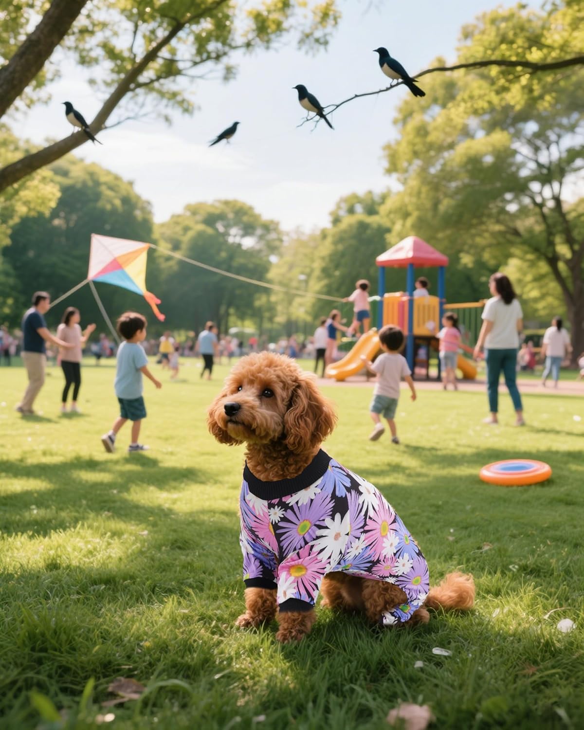 PET SHOW 4 Pack Small Dog Pajamas for Medium Dogs Girl Soft Stretchy PJs Paw Floral Jumpsuit Puppy Doughnut Ice Cream Onesies Outfits with Sleeve Pets Breathable Summer Clothes Costume L