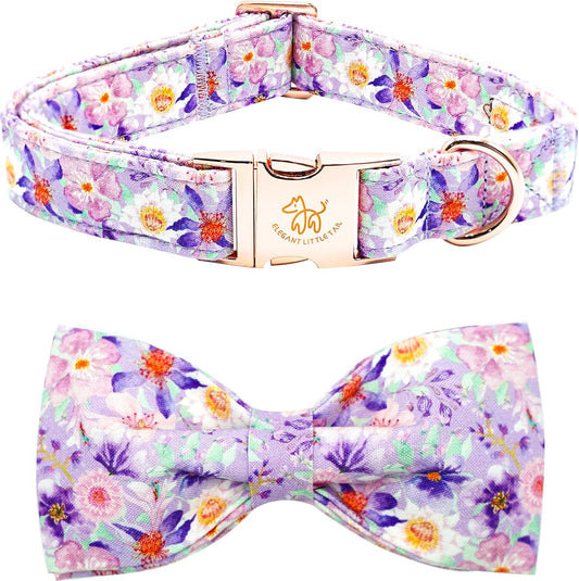 Elegant little tail Dog Collar, Rose Print Pet Collar Summer Dog Collar Durable Metal Buckle Dog Collars Cotton Pet Adjustable Dog Collars for Small Dogs