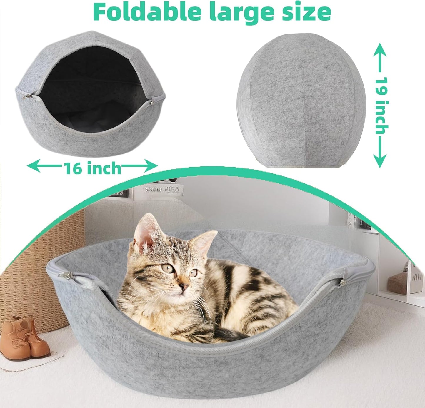 Donut Cat Tunnel Bed Peekaboo Cat Cave for Large Cats Up to 30 Lbs, Kitty Interactive Playing Tent House for Multiple Cats,Detachable,Scratch Resistant (2 in 1 Gray, Medium - 20 Inch Diameter)