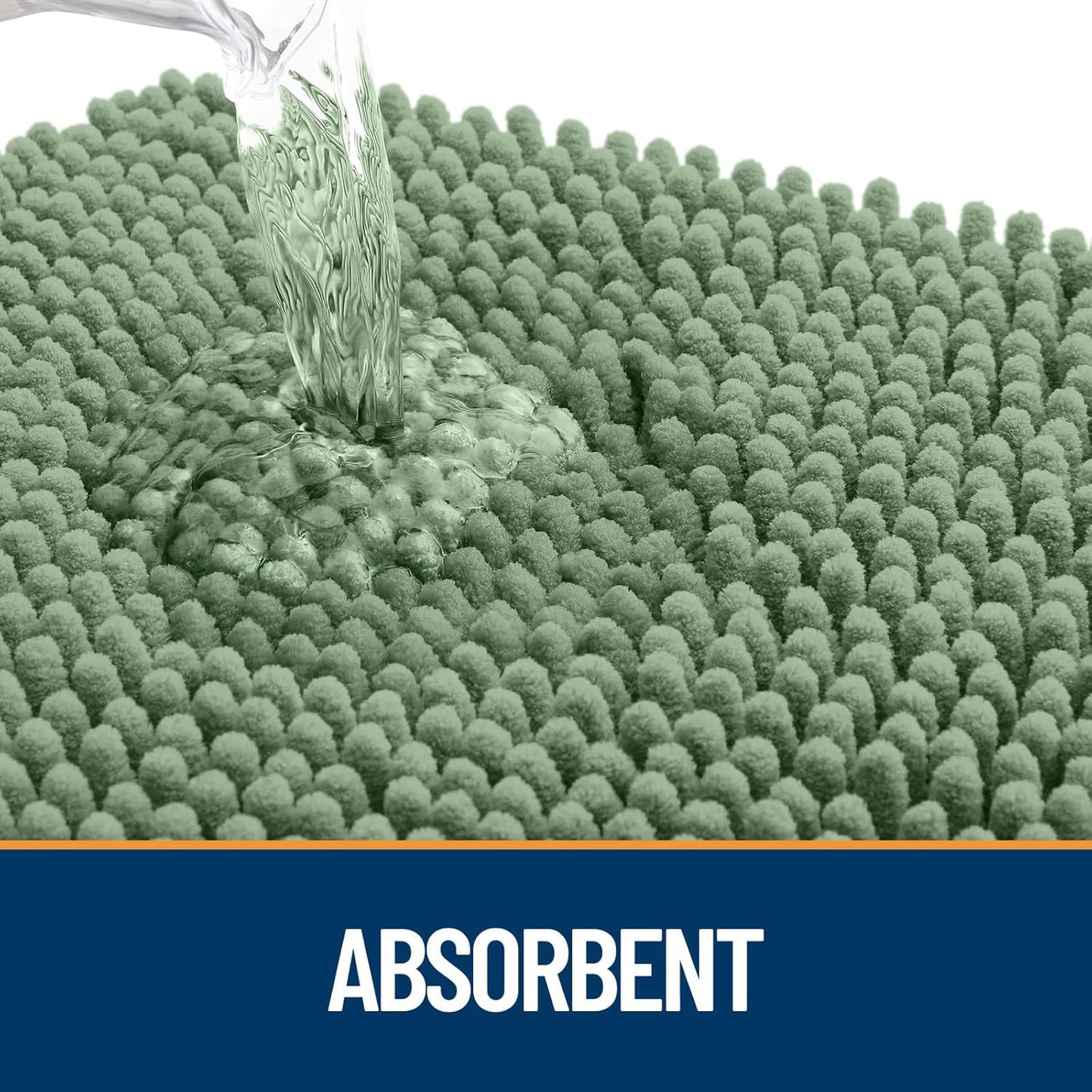 OLANLY Dog Door Mat for Muddy Paws 36x24, Absorbs Moisture and Dirt, Absorbent Non-Slip Washable Doormat, Quick Dry Chenille Mud Mat, Entry Indoor Entryway Carpet for Inside Floor, Olive Green