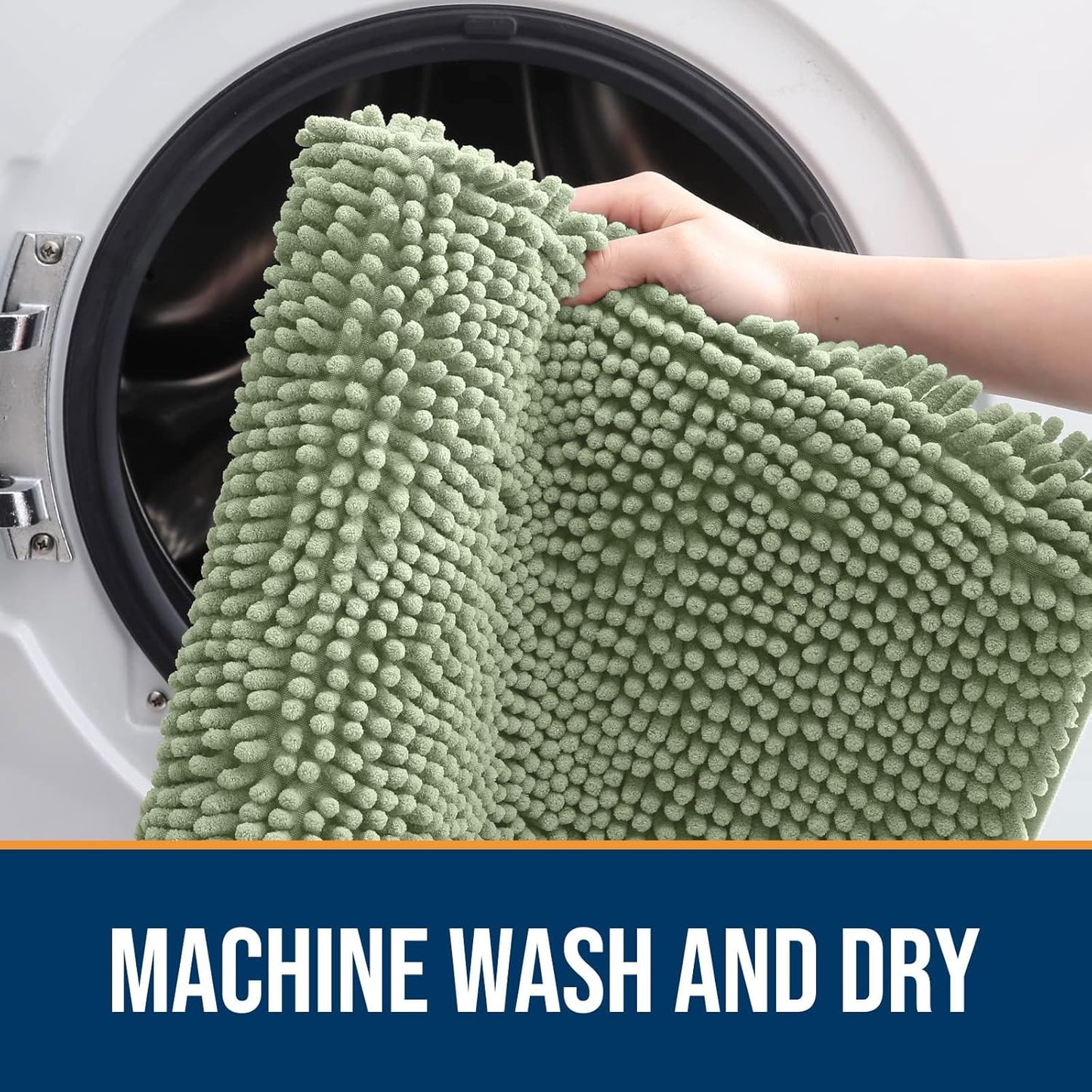 OLANLY Dog Door Mat for Muddy Paws 44x24, Absorbs Moisture and Dirt, Absorbent Non-Slip Washable Doormat, Quick Dry Chenille Mud Mat for Dogs, Entry Indoor Entryway Carpet for Inside Floor, Sage Green