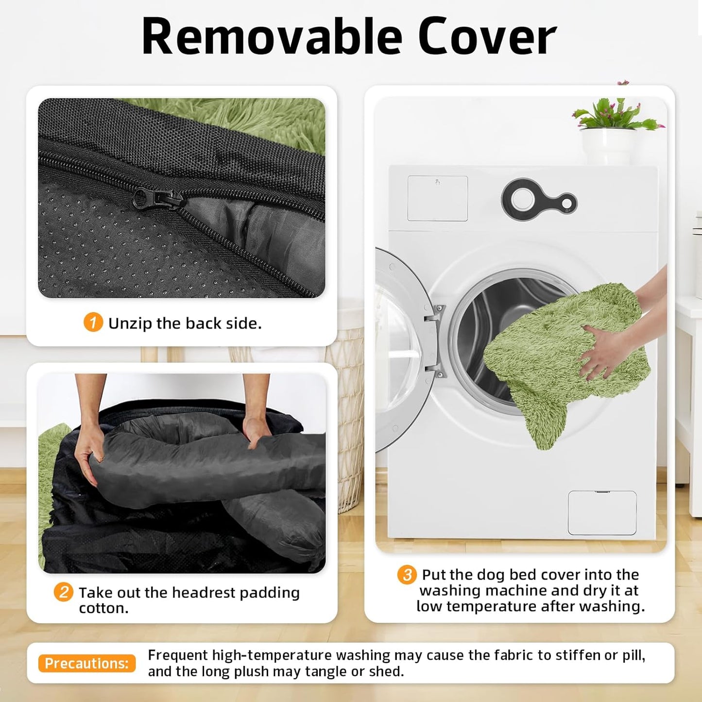 GGIB Calming Dog Bed Fluffy Plush Dog Mat for Furniture Protector with Removable Washable Cover for Large Medium Small Dogs and Cats (Large, Grass Green)