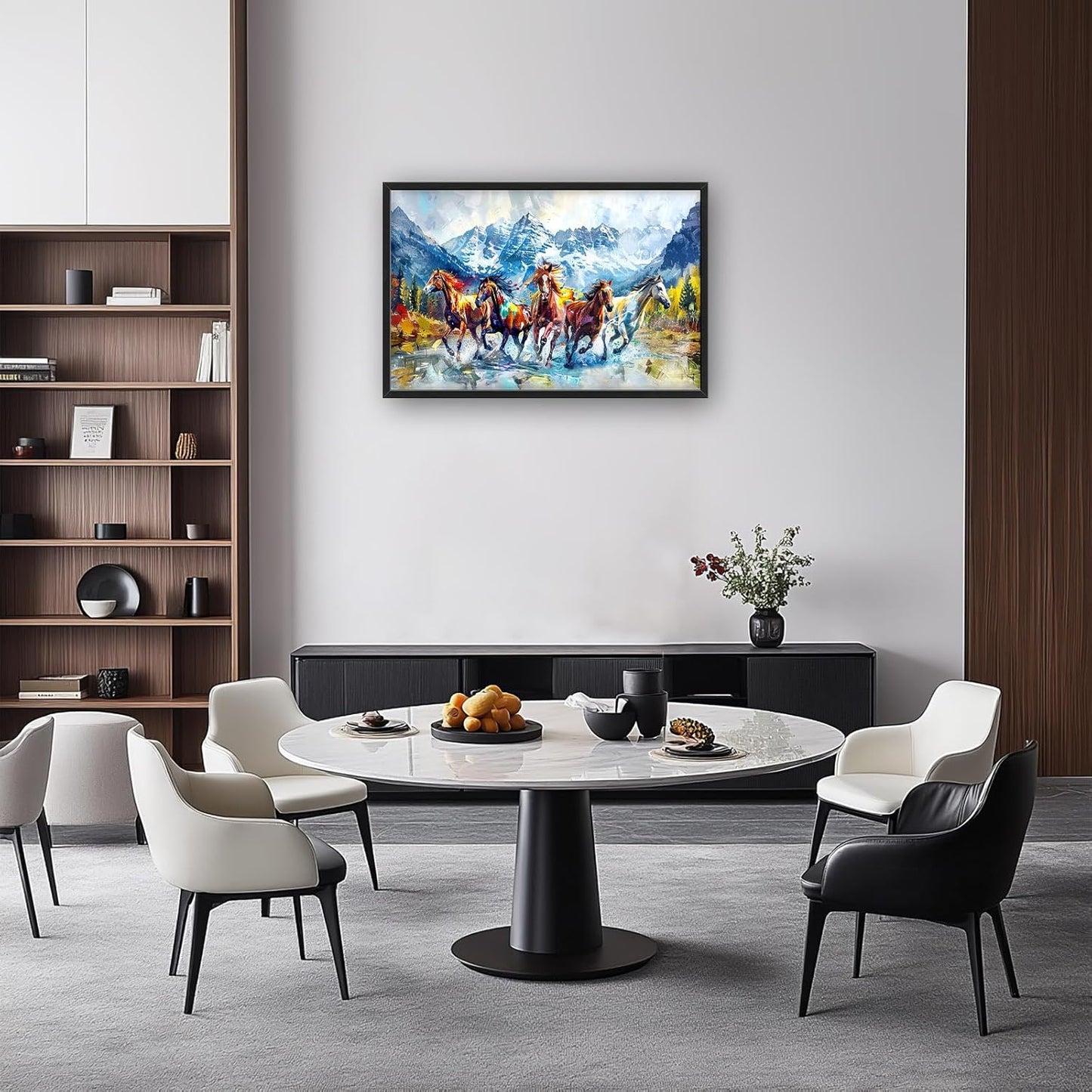 Horse Large Wall Art Running Horses Pictures Colorful Horse Mountain Landscape Wall Decor Wild Animal Nature Canvas Print Painting Artwork for Bathroom Living Room Bedroom 36L" x 24W"