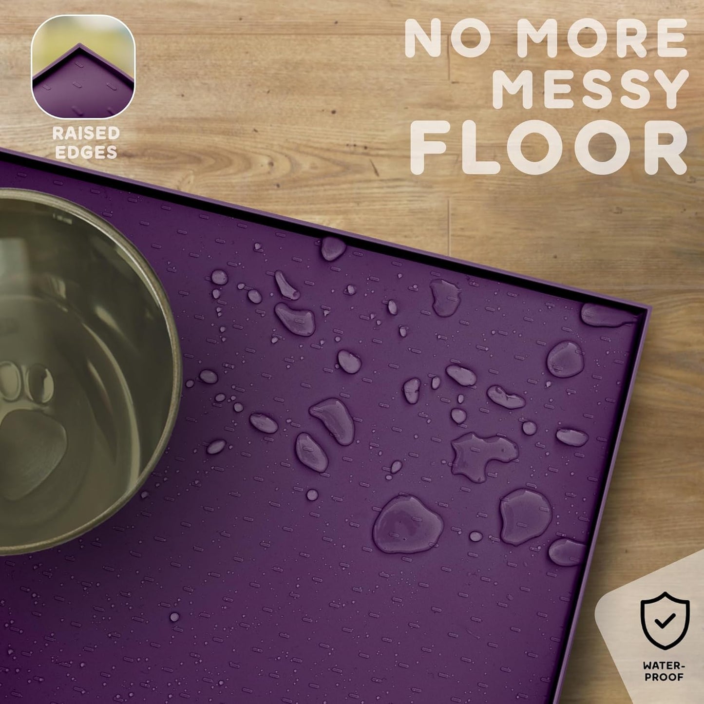 Dog Food Mat - Raised Edges Dogs Mat for Food and Water Prevent Spill, Waterproof Cat Food Mats Protect Floors, Easy Clean Dog Bowl Mats for Food and Water, Silicone Pet Food Tray