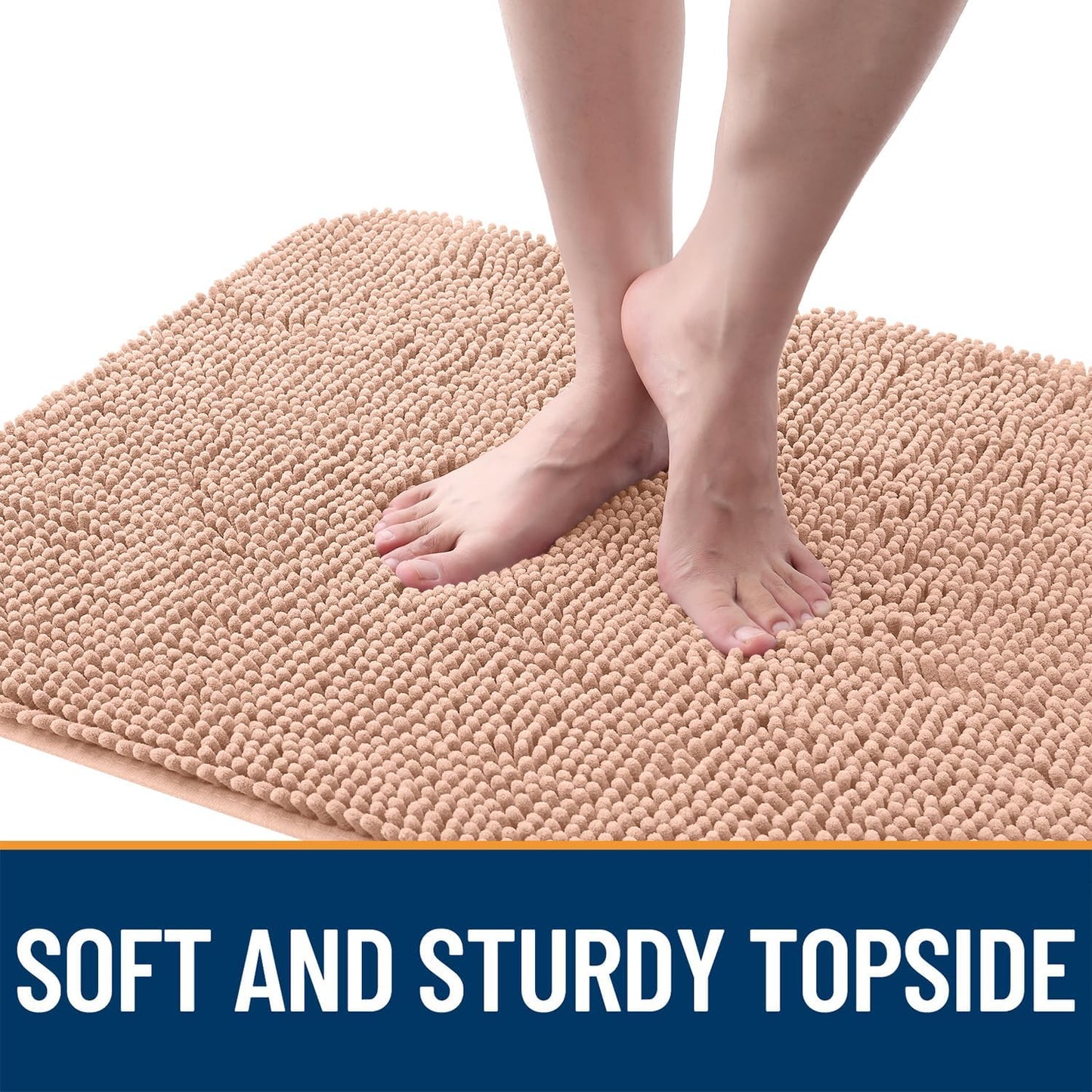 OLANLY Dog Door Mat for Muddy Paws 36x24, Absorbs Moisture and Dirt, Absorbent Non-Slip Washable Doormat, Quick Dry Chenille Mud Mat for Dogs, Entry Indoor Entryway Carpet for Inside Floor, Peach