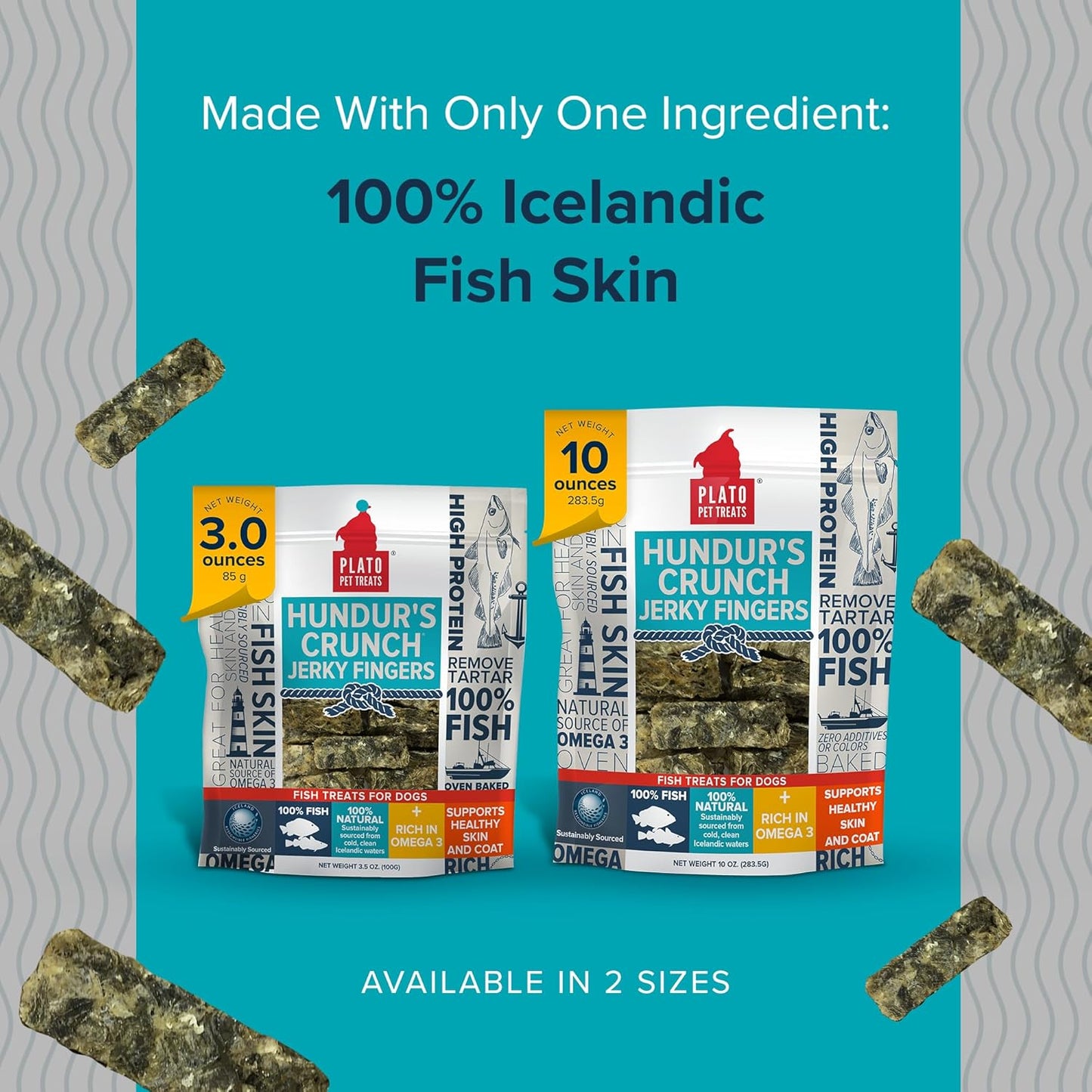 PLATO Hundur's Crunch Jerky Fingers 10oz, Natural