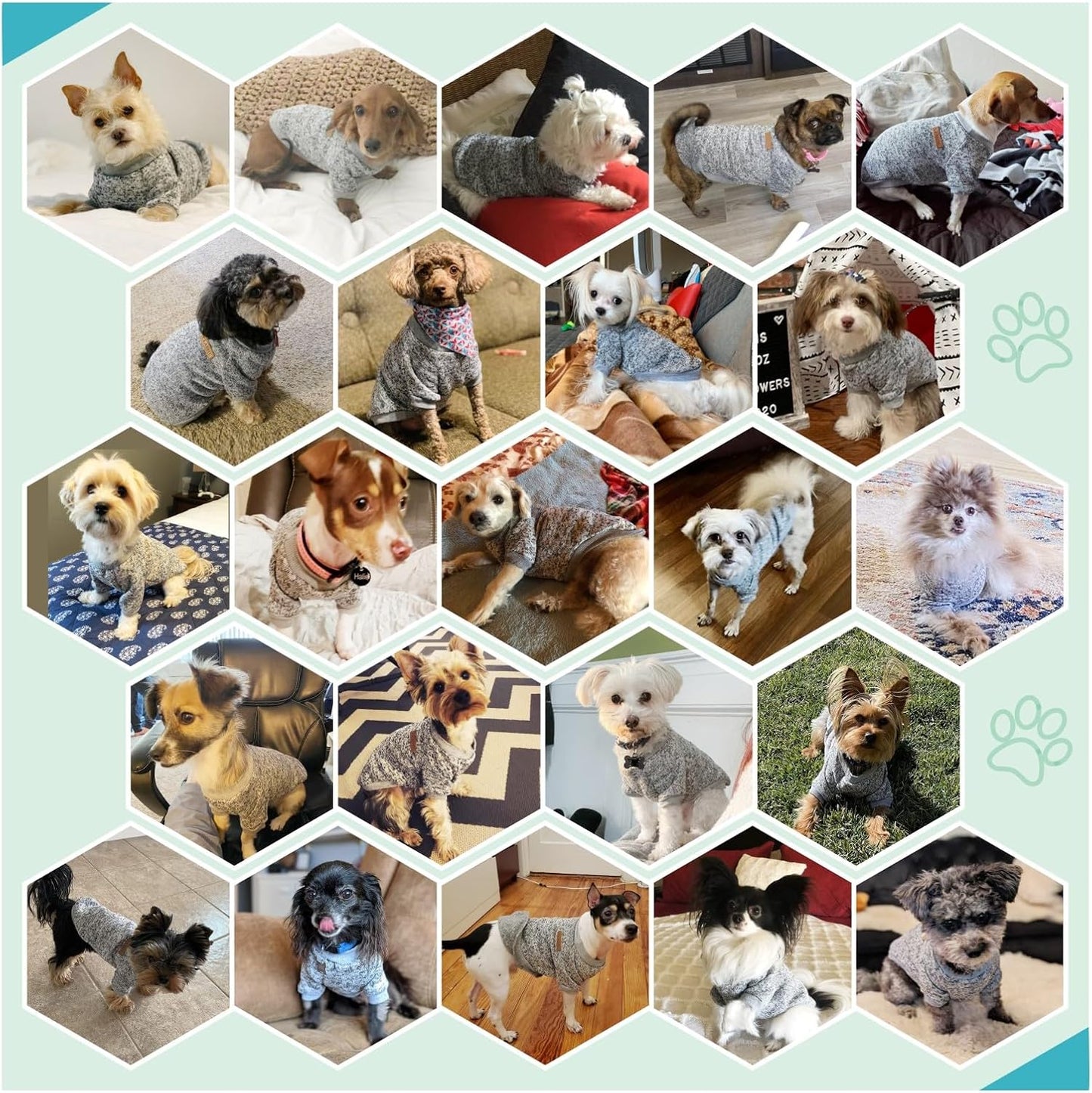 Jecikelon Dog Clothes Dogs Sweater Soft Puppies Clothing Winter Puppy Sweaters Warm Outfit for Dogs Small XXS XS Cat Apparel (Grey, M)