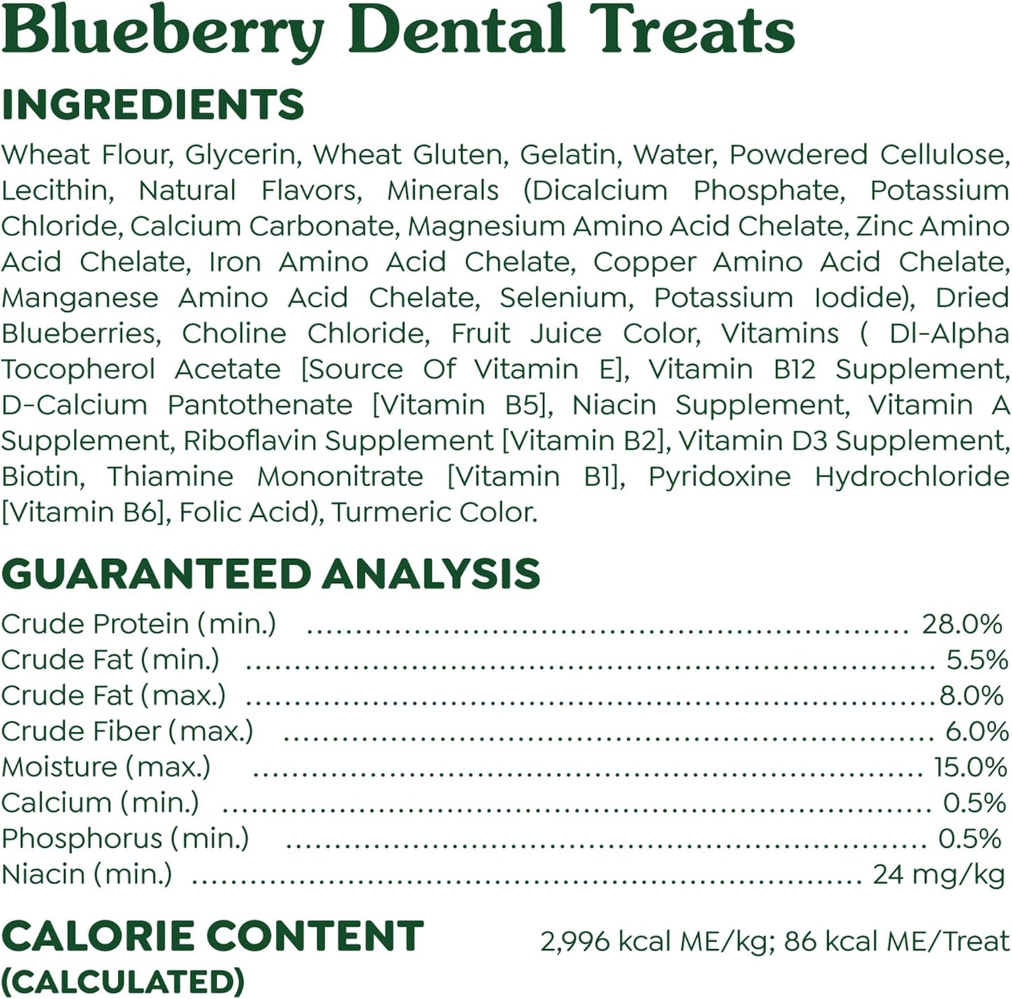 Greenies Regular Dental Dog Treats, Blueberry Flavor, 12 oz. Pack (12 Treats)