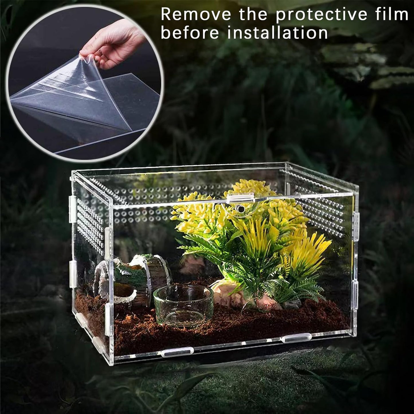 Micro Habitat Terrarium Enclosure Kit（4pc Set）,Jumping Spider Enclosure,Spider Enclosure,Tarantula Enclosure, Acrylic Reptile Enclosure(8 * 4.7 * 4.7 Inches)