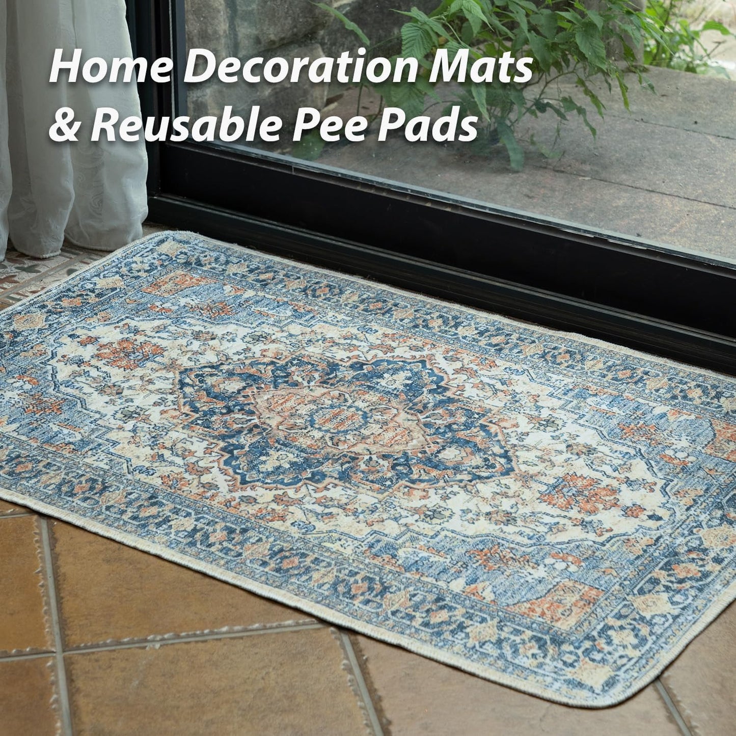 nunubaby Washable Pee Pads for Dogs, Stylish, Non-Slip and Leak-Proof Pee Pads. Reusable Potty Pads for Dogs for Crates and Floors.(Beige/Multi, 36" x72" )