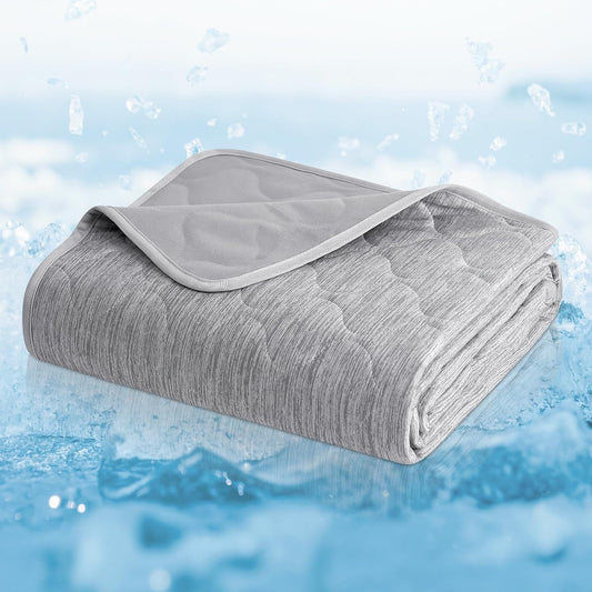 Cozy Bliss Leakproof Cooling Blanket for Large Dogs – Q-Max>0.4, Durable & Washable Dog Cooling Mat for Hot Weather, Soft Pet Throw & Couch Protector for Dogs & Cats, 40x60 Inch, Heather Silver Grey
