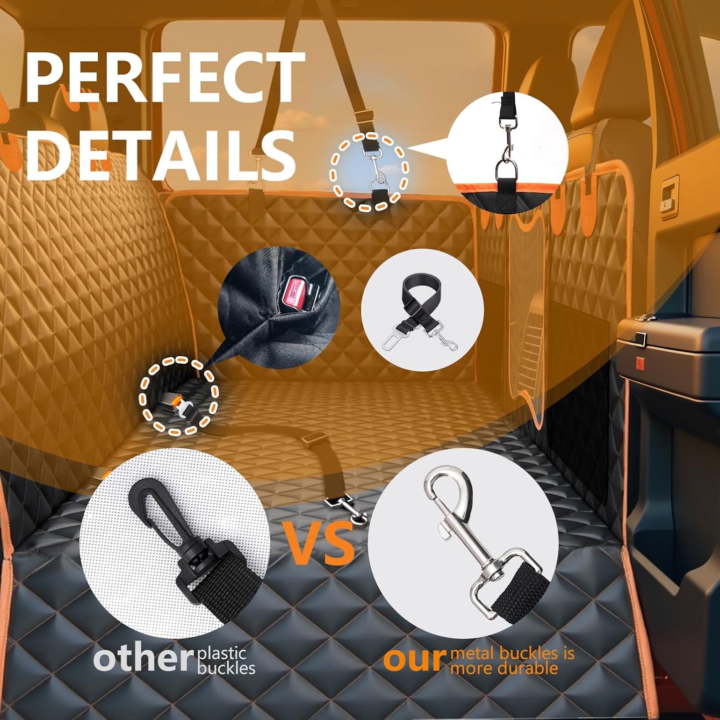 Back Seat Extender for Dogs,Dog Car Seat Cover for Back Seat with Hard Bottom Holds 500 lbs,Car Seat Protector,Waterproof Extender for Dogs,Dog HammockPet Bed for Full-Size Cars,SUVs, Small Trucks